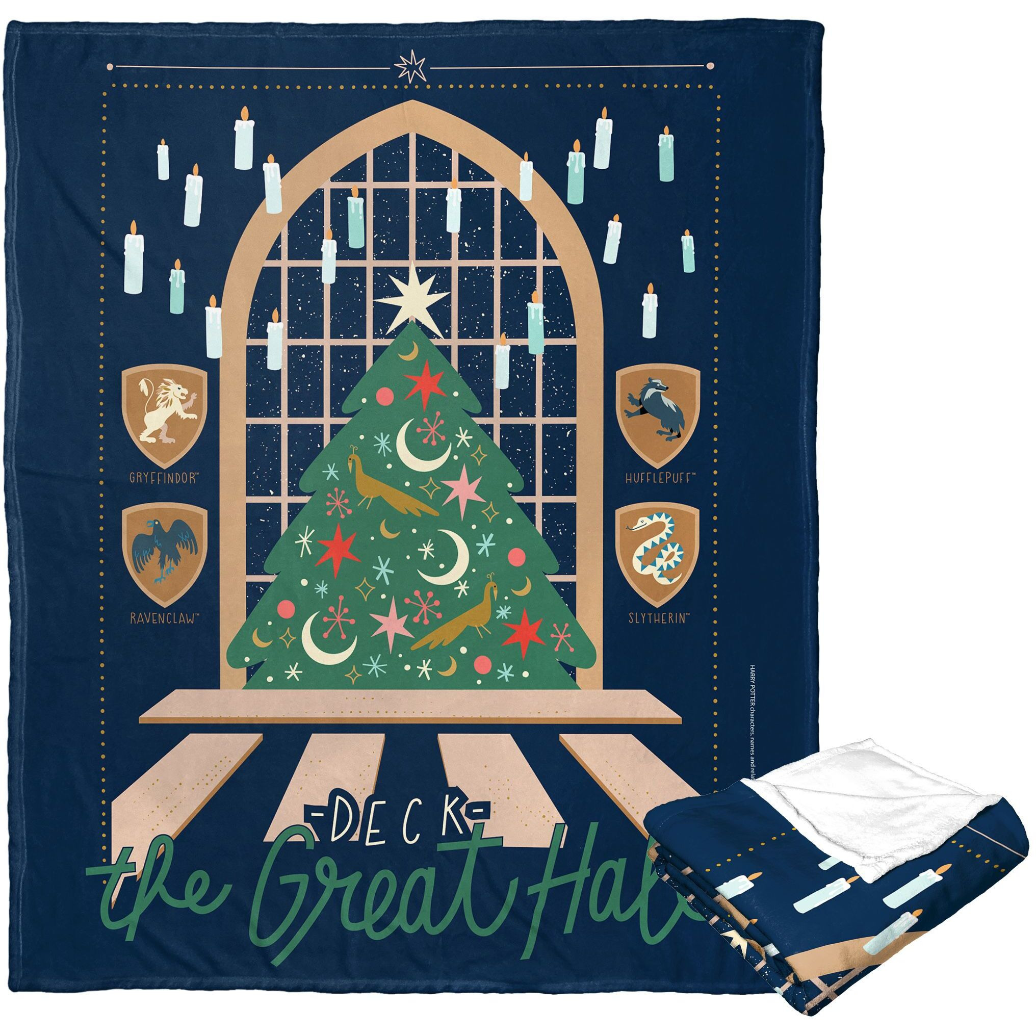 Harry Potter Silk Touch Throw Blanket, 50 x 60, Deck the great Hall(D0102H21LZY)