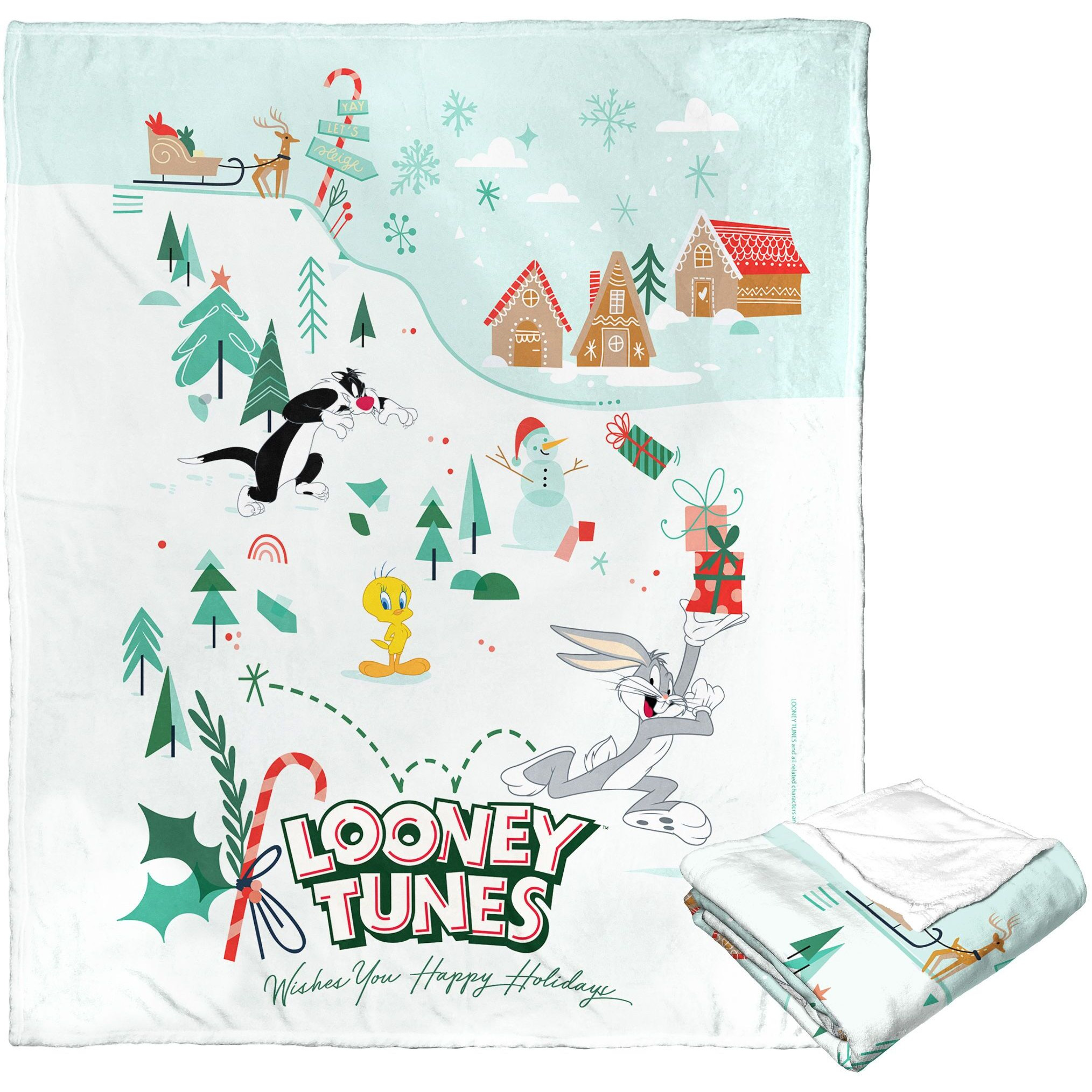 Warner Bros Looney Tunes Silk Touch Throw Blanket, 50 x 60, Looney Holidays(D0102H21QUY)