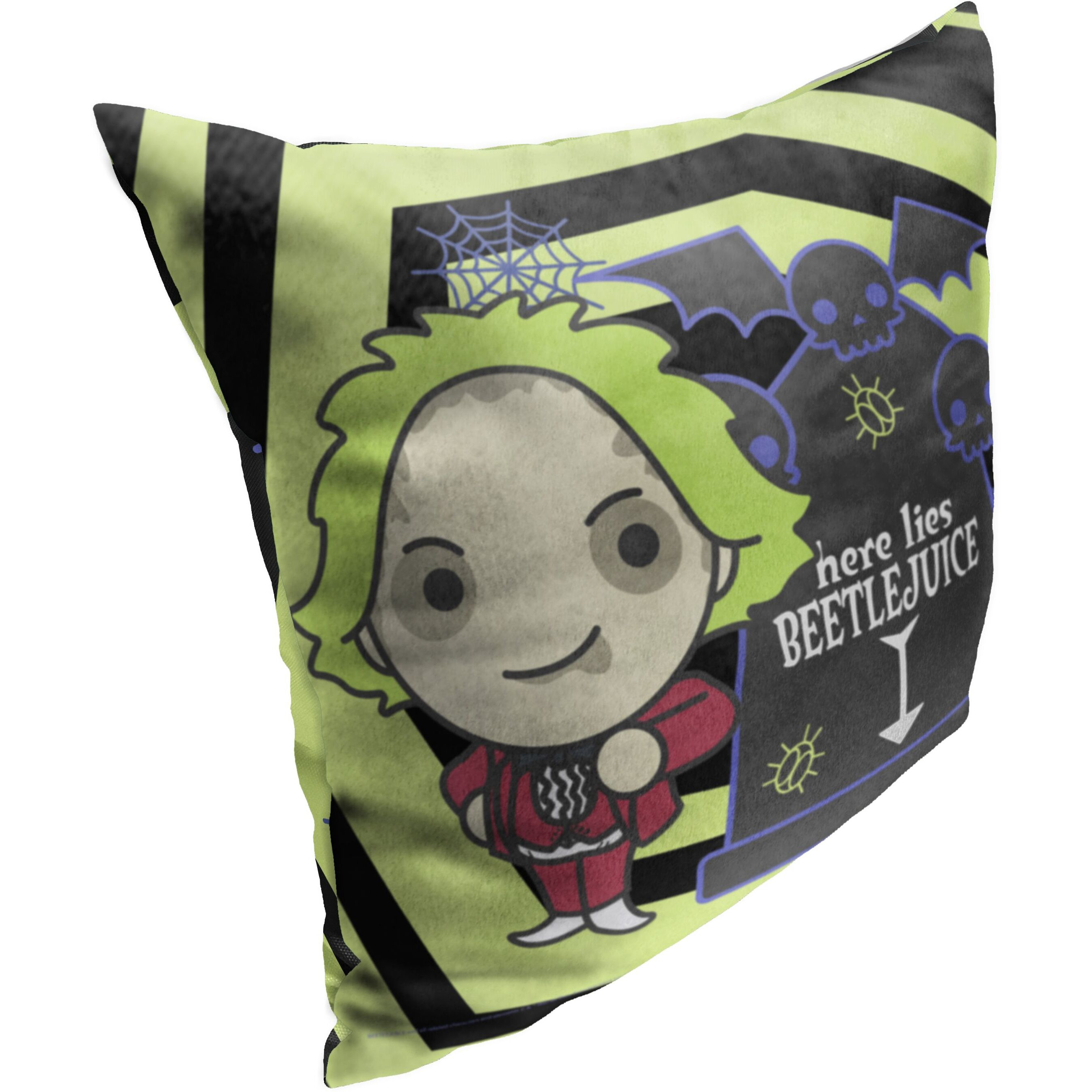 WB-Beetlejuice, Beetlejuice Grave Printed Throw Pillow 18&quotx18"