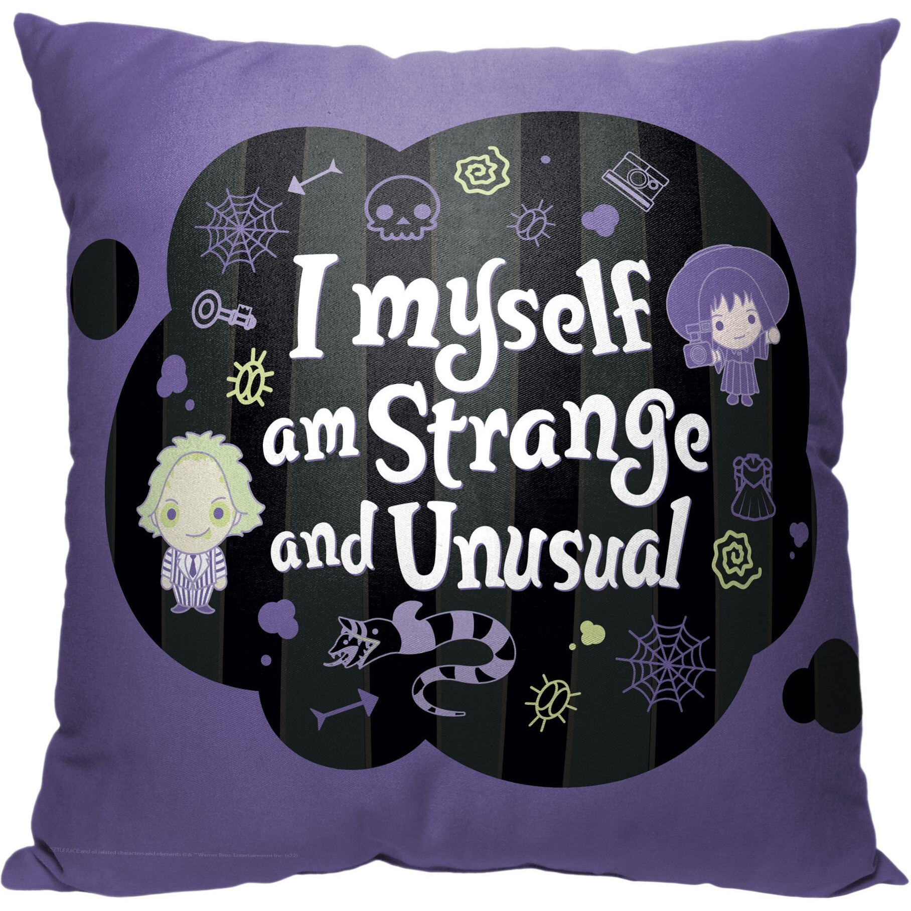WB-Beetlejuice, Strange and Unusual Friends, Printed Throw Pillow, 18&quotx18"