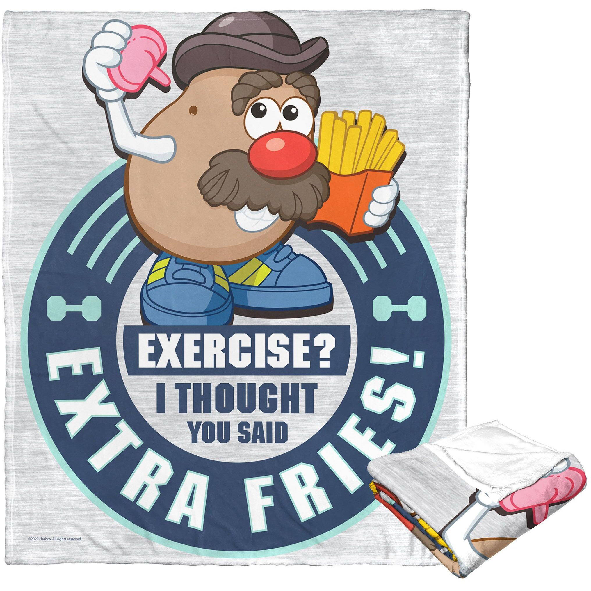 Hasbro Potato Head Silk Touch Throw Blanket, 50 x 60, Exercise Extra Fries(D0102H21LWg)