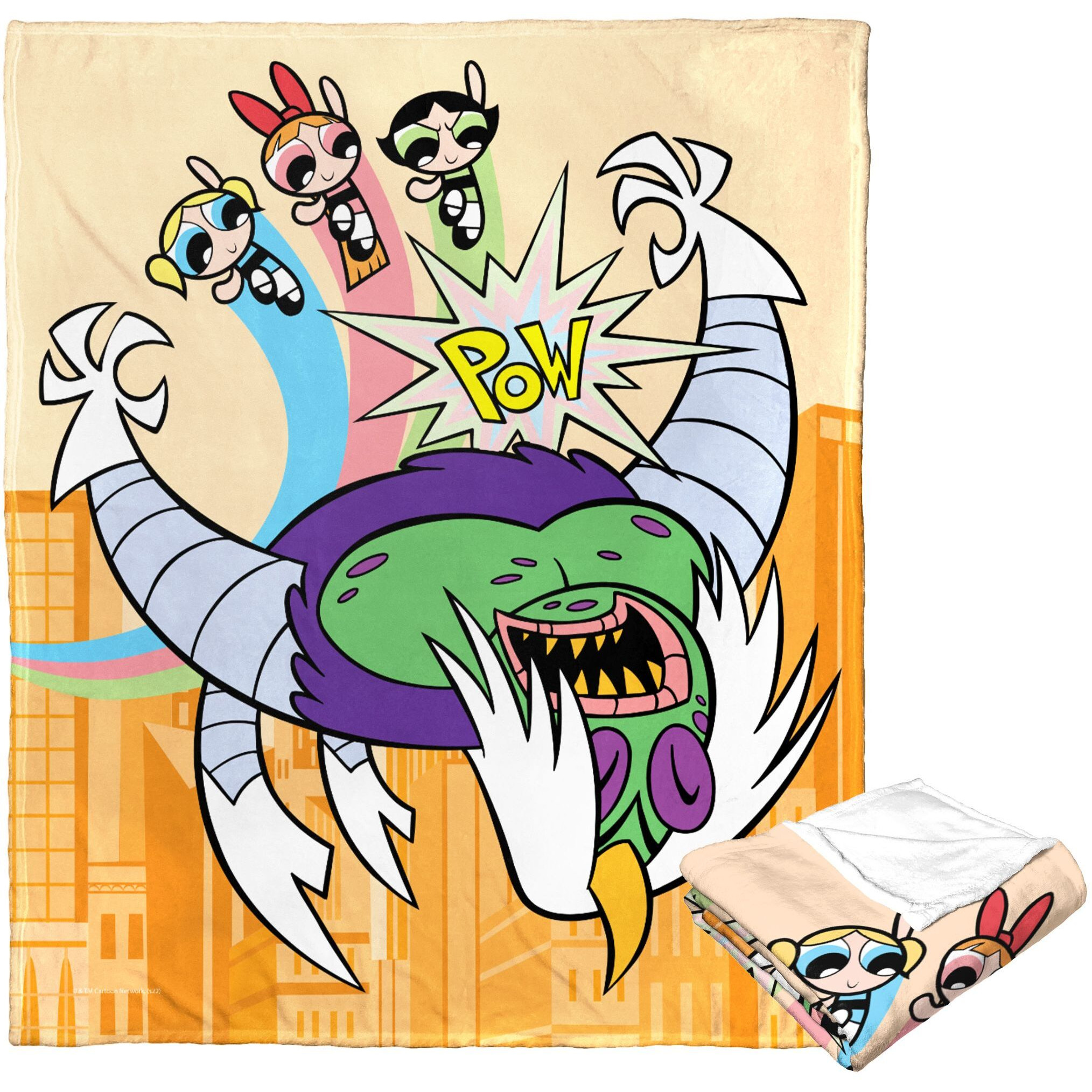 cartoon Networks Powerpuff girls Silk Touch Throw Blanket, 50 x 60, Saving the Day(D0102H21Q6V)