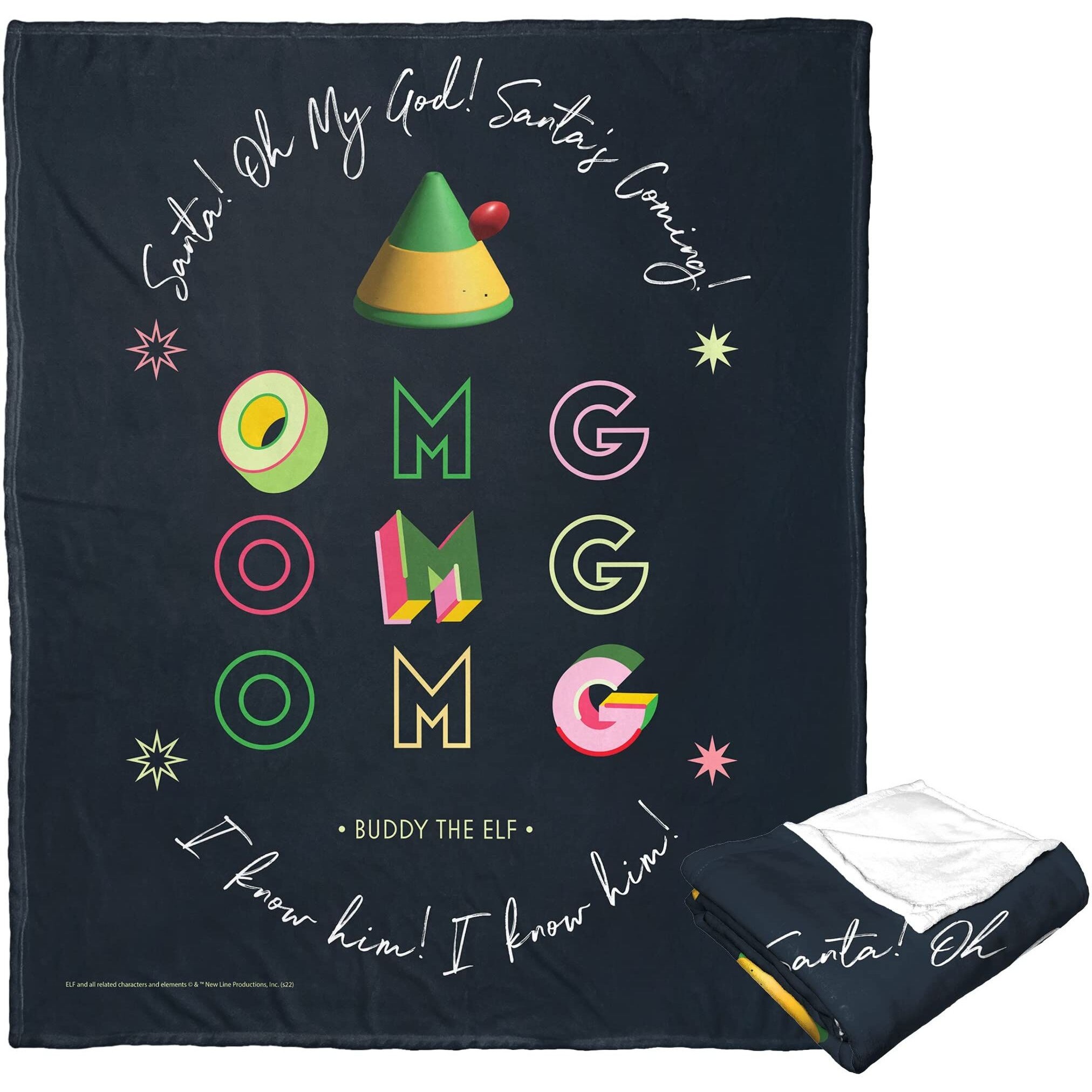 Elf Silk Touch Throw Blanket, 50 x 60, Omg Santa(D0102H21L1W)