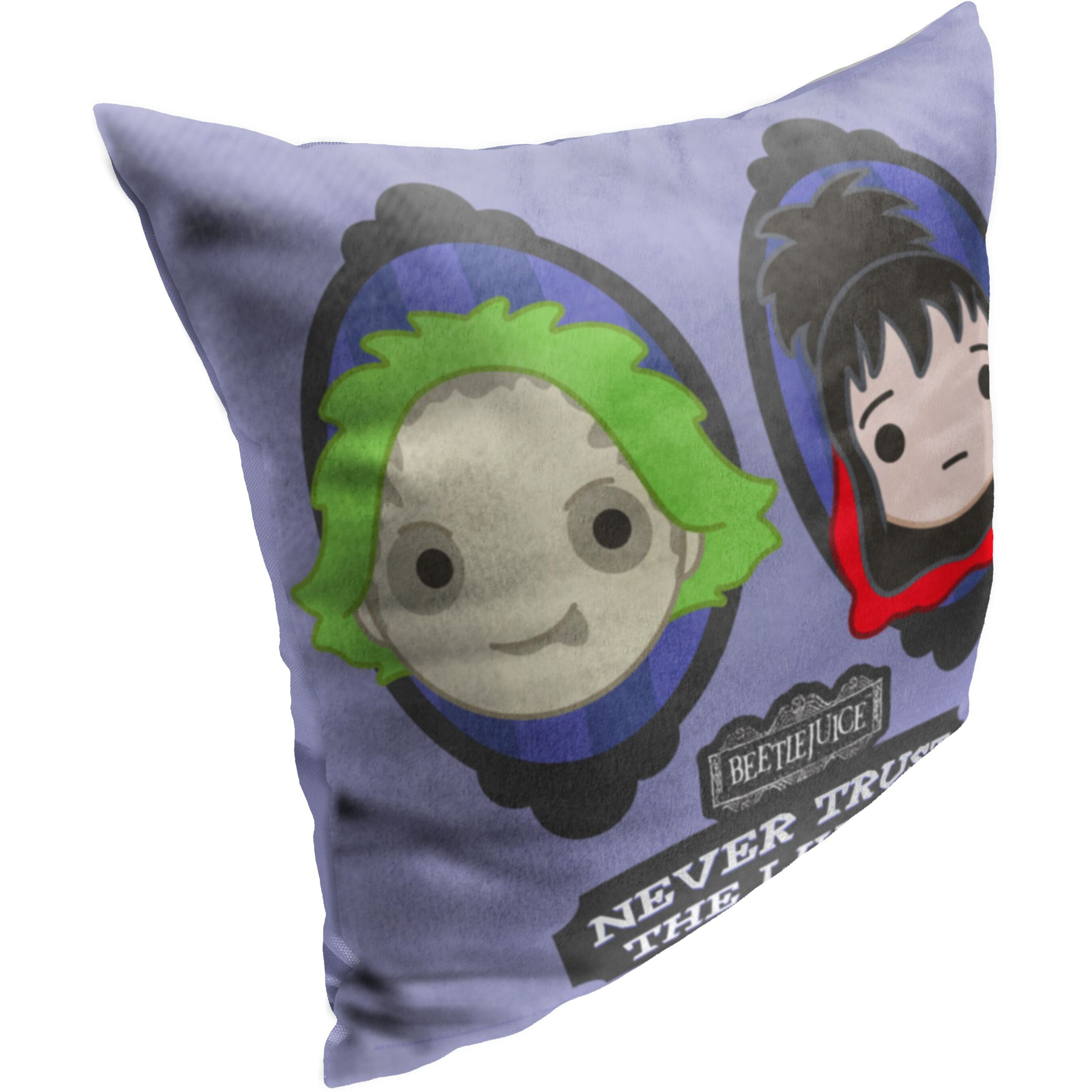 WB-Beetlejuice, Never Trust the Living Printed Throw Pillow, 18&quotx18"