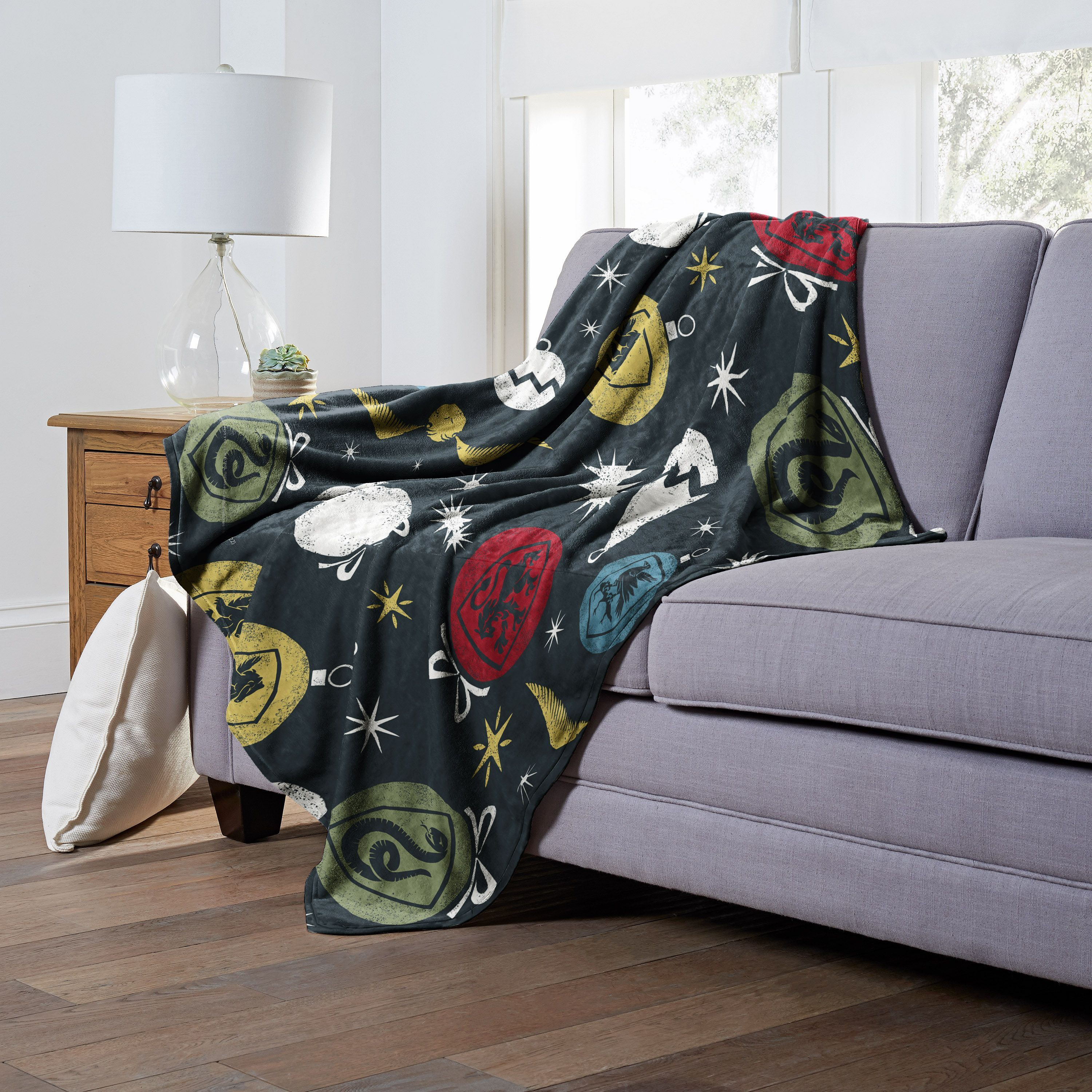 Harry Potter Silk Touch Throw Blanket, 50 x 60, House Ornaments(D0102H21LKW)