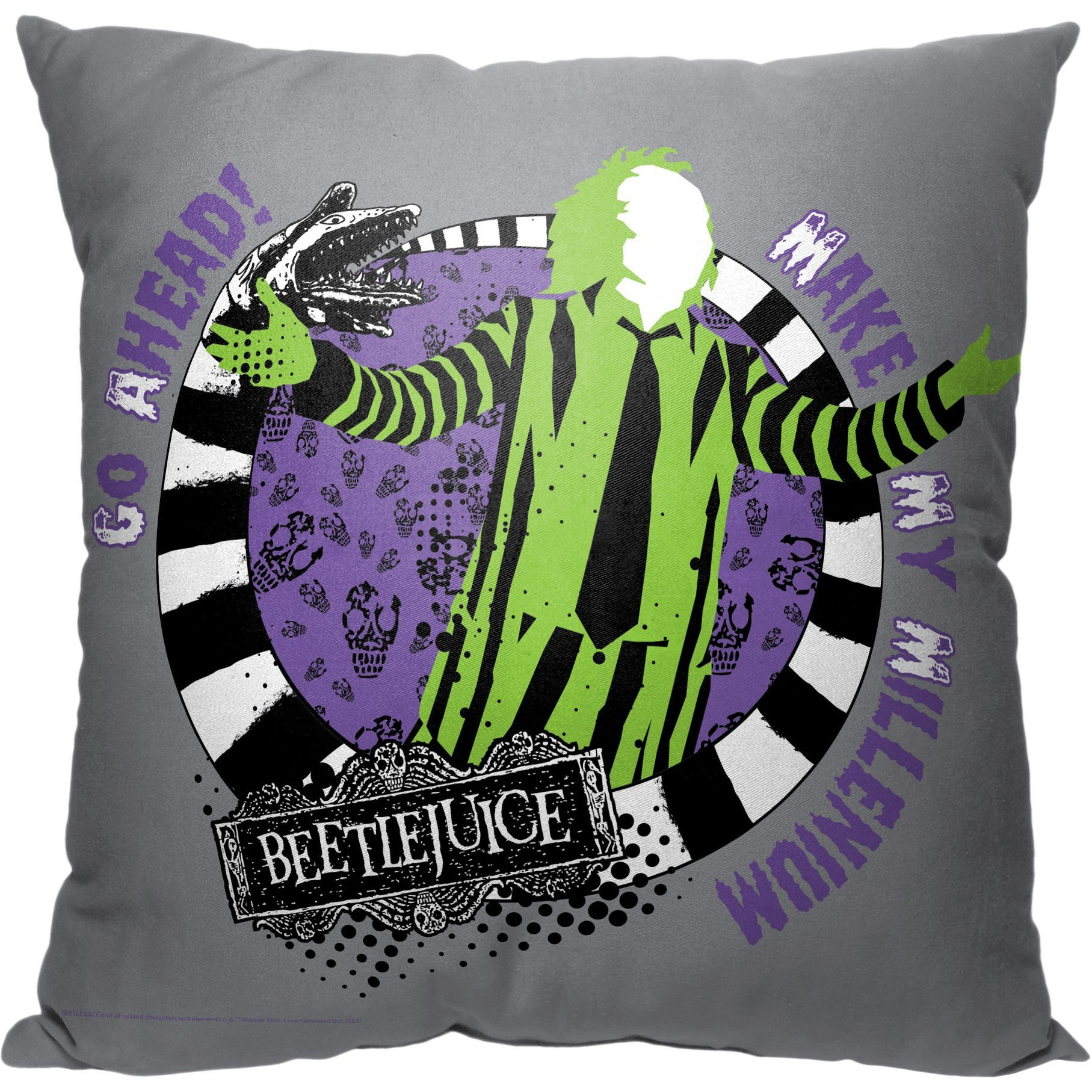WB-Beetlejuice, Make My Millenium Printed Throw Pillow, 18&quotx18"