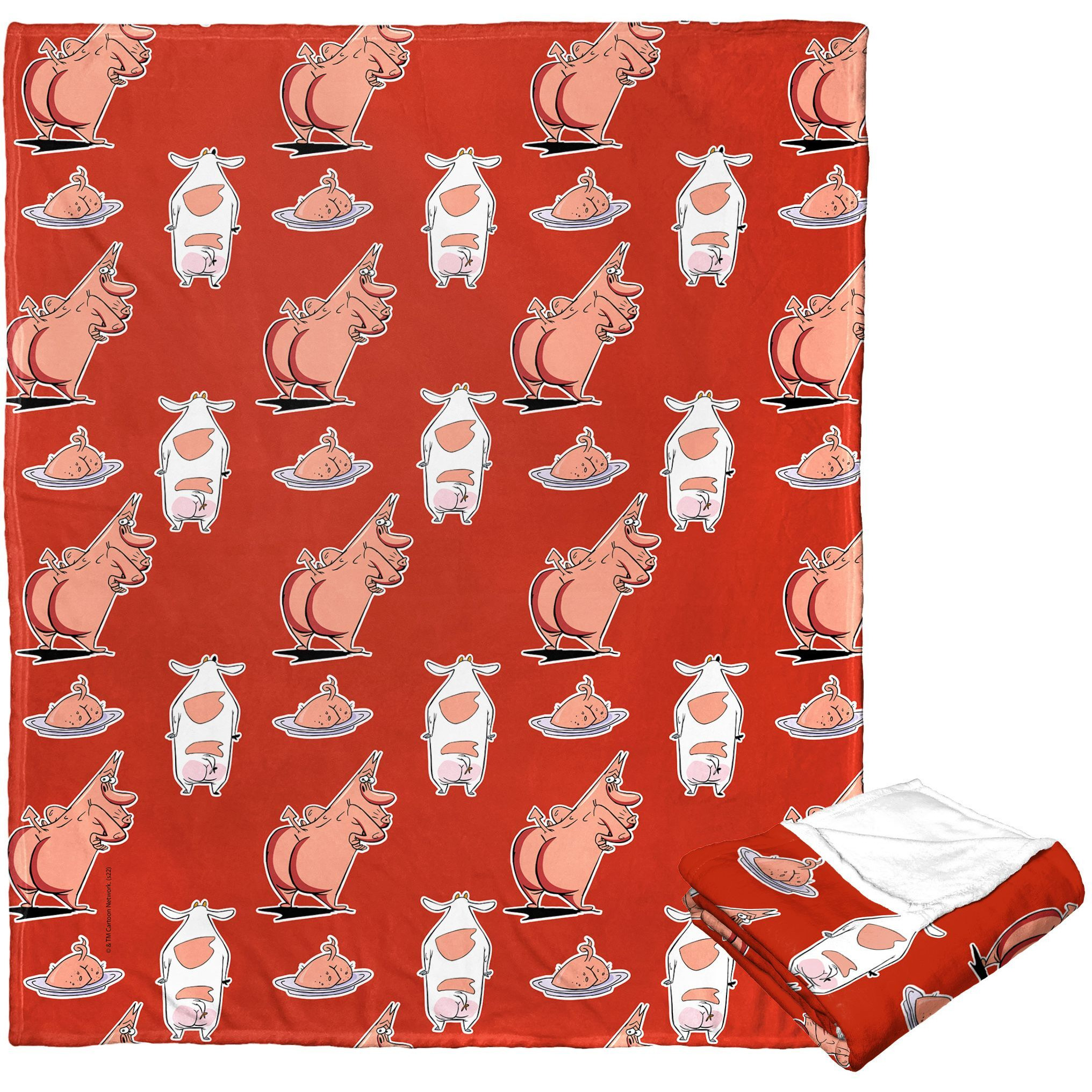 cartoon Networks cow and chicken Silk Touch Throw Blanket, 50 x 60, What the Butt(D0102H21Qgg)