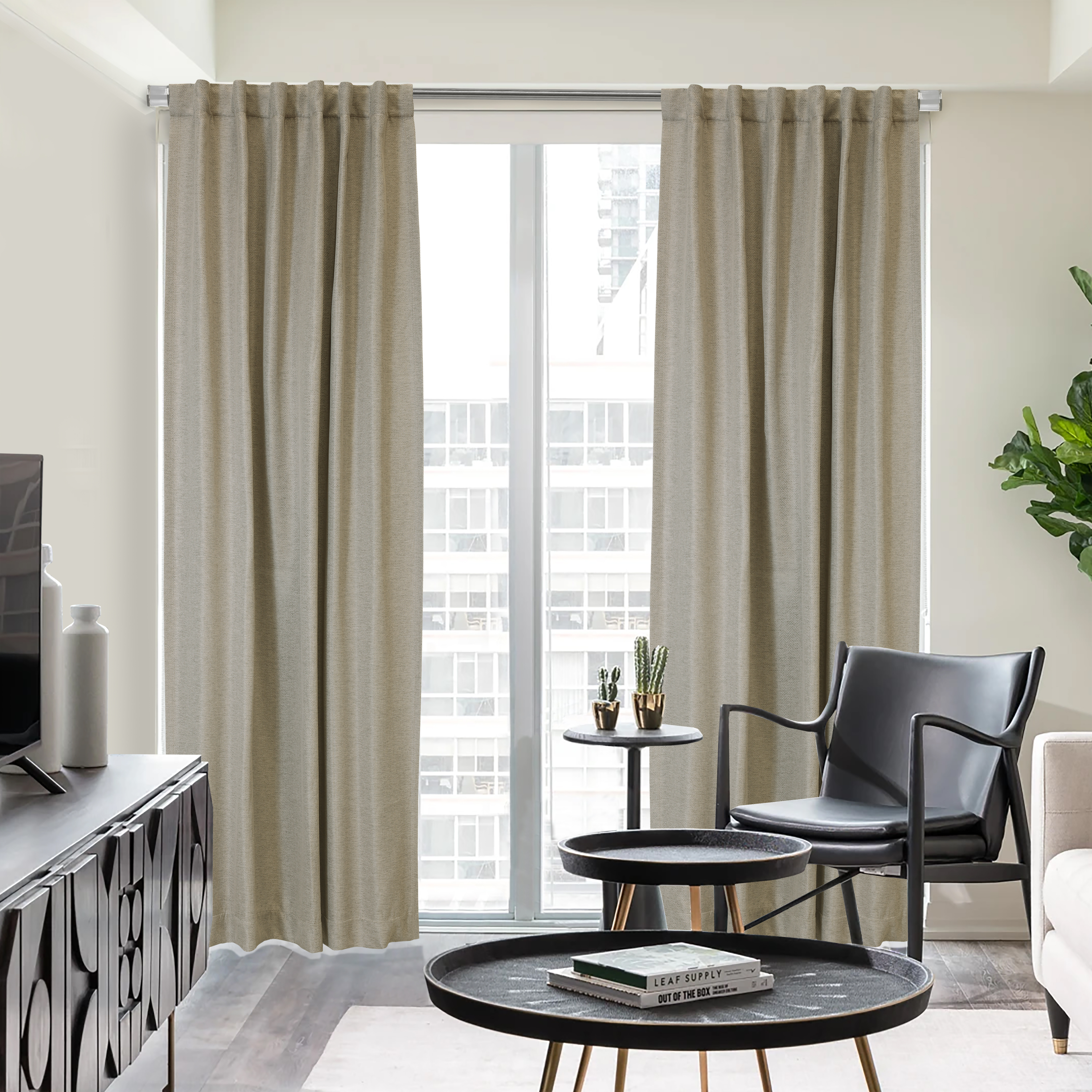 Galati Room Darkening Dual Header Curtain Panel 52 x 95 in Linen