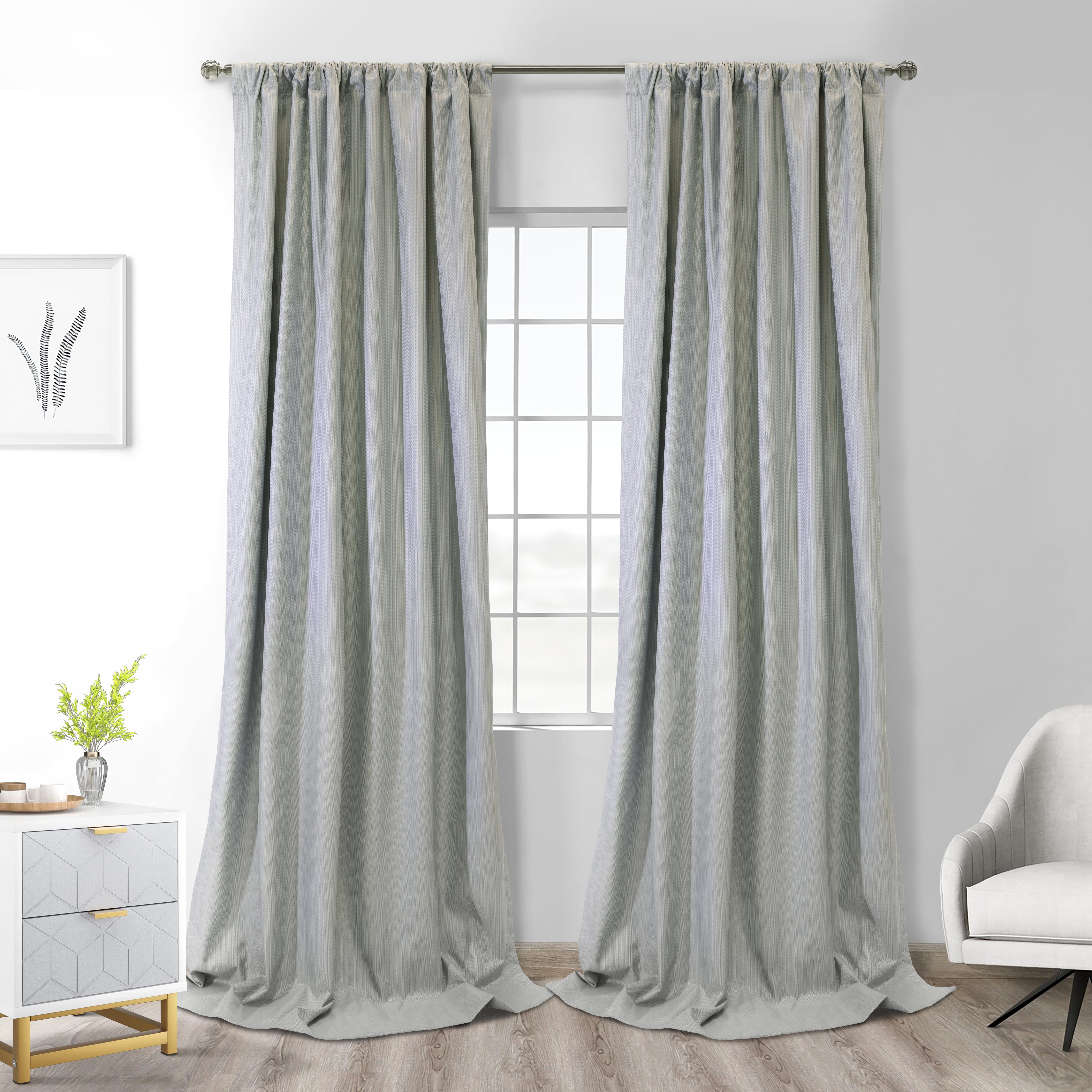 Brooklyn Blackout Dual Header Curtain Panel 52 x 95 in Grey