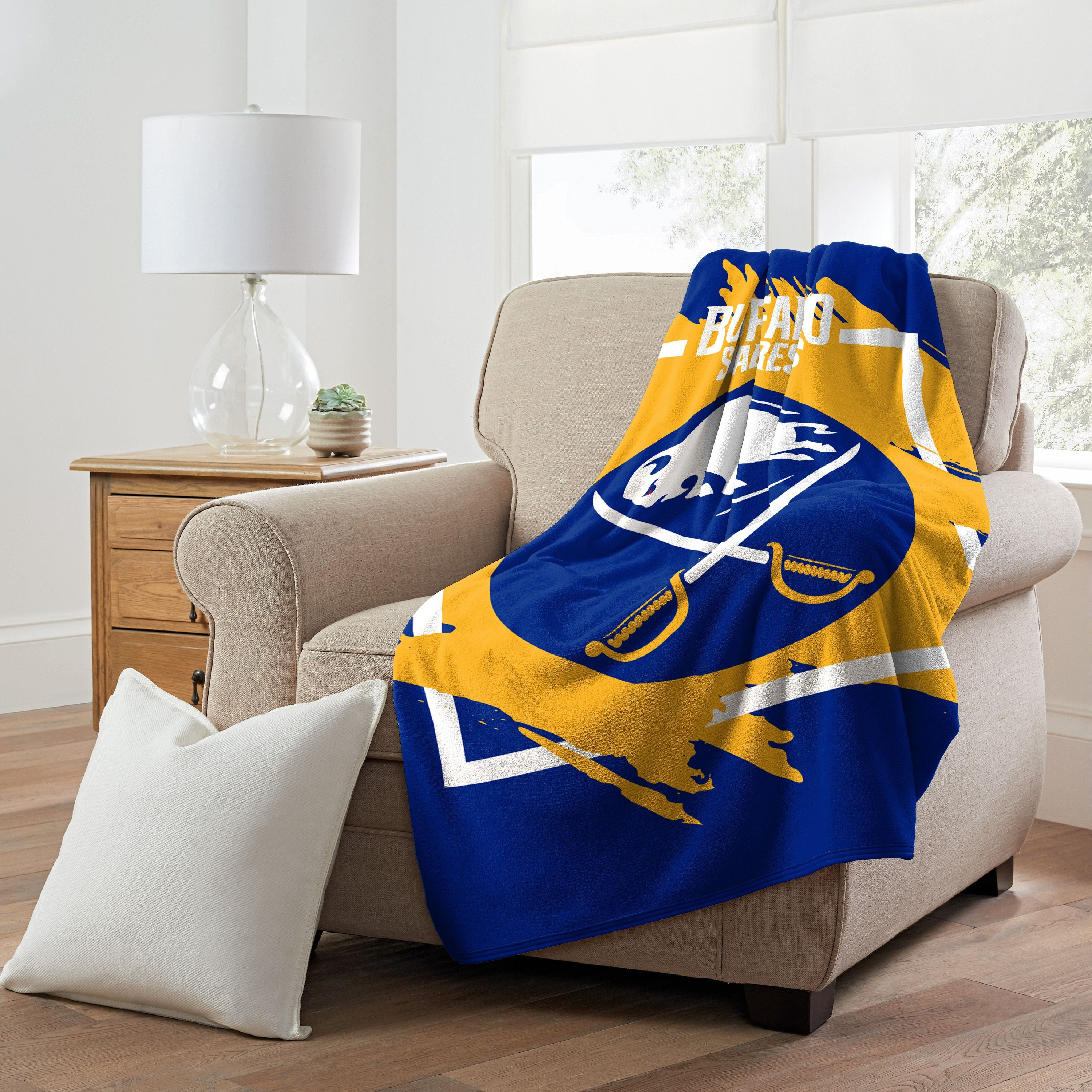 Sabres OFFIcIAL NHL Run Micro Raschel Throw Blanket 46 x 60(D0102H94TP7)