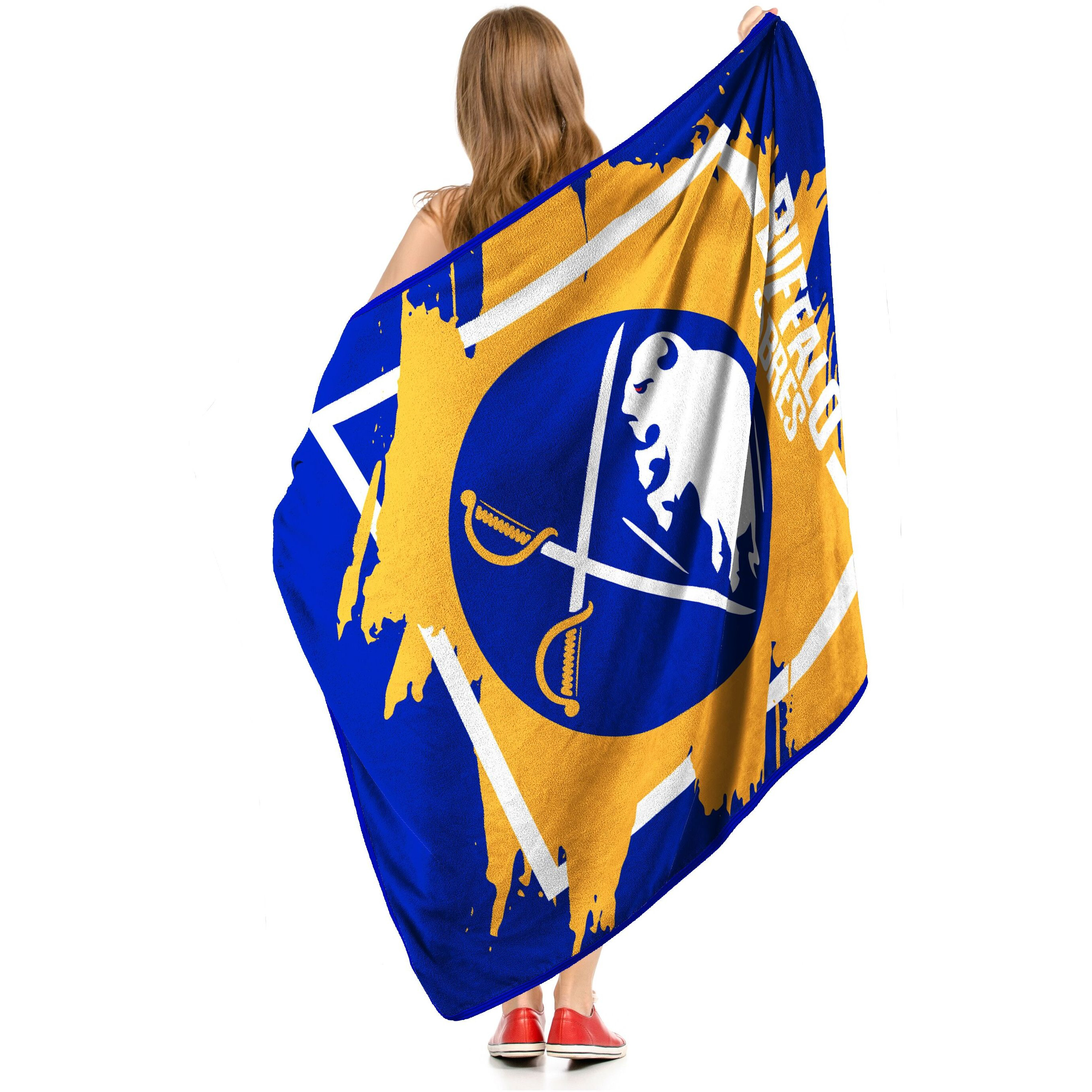 Sabres OFFIcIAL NHL Run Micro Raschel Throw Blanket 46 x 60(D0102H94TP7)