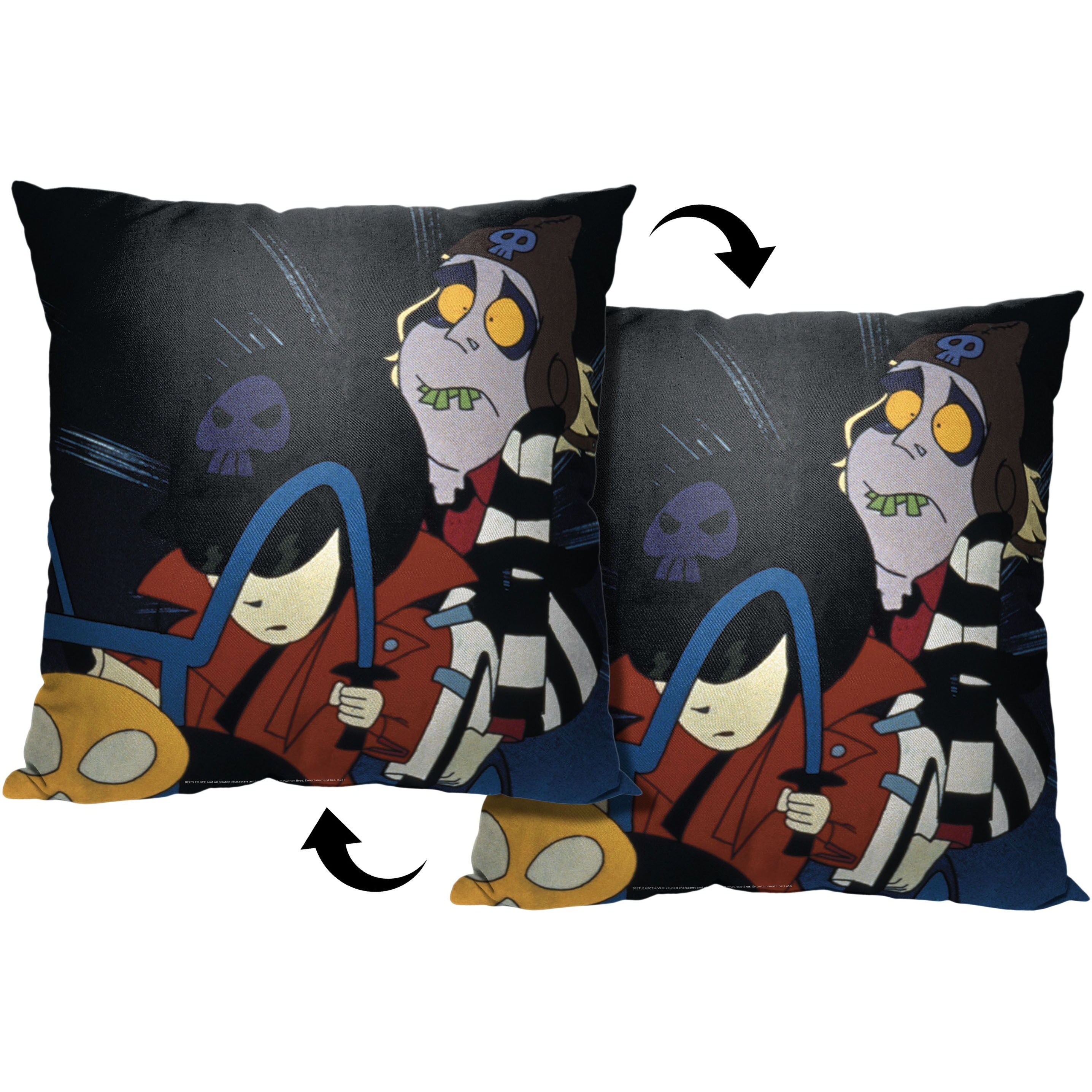 WB Beetlejuice Animated Ghost Rider Printed Throw Pillow, 18&quotx18"