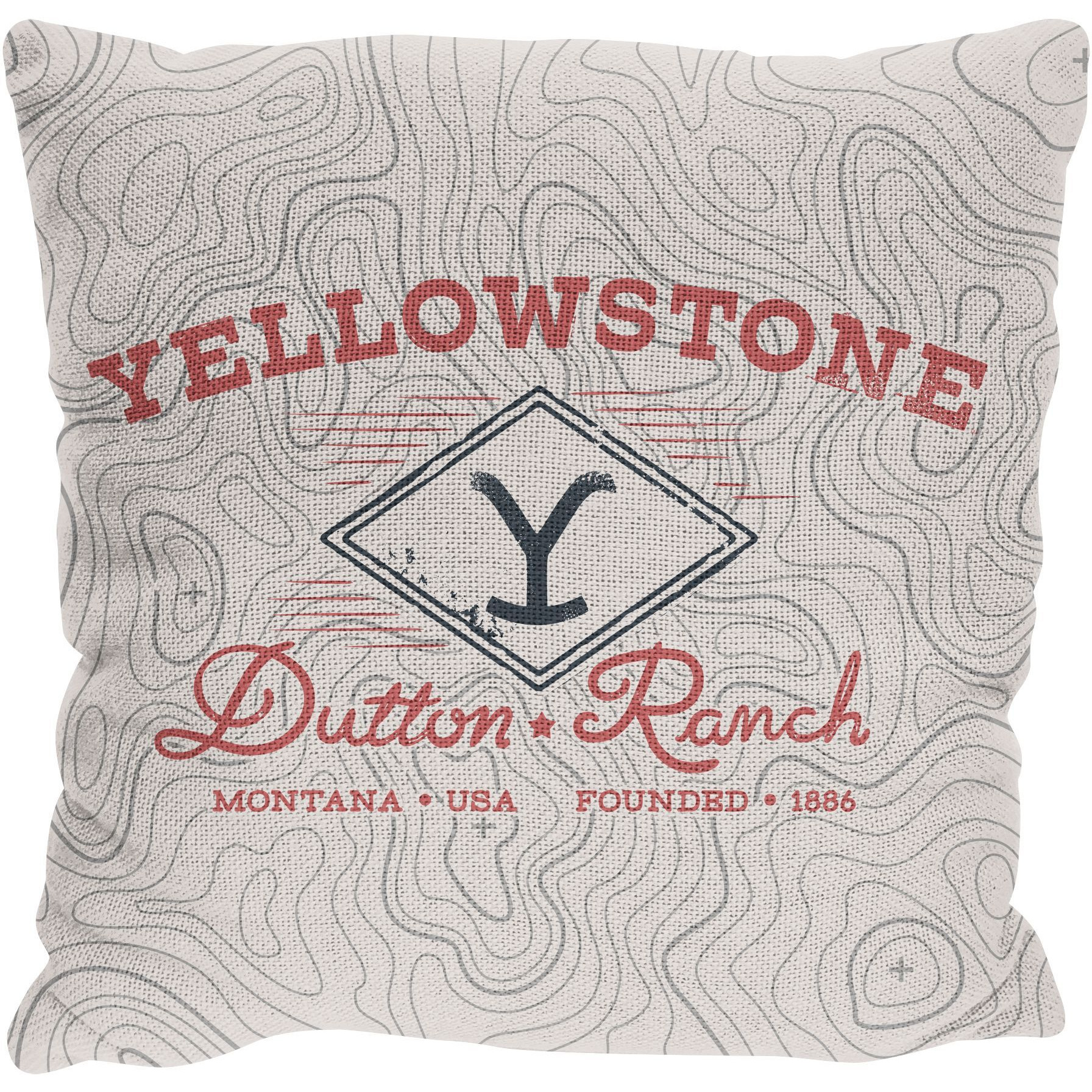 Yellowstone Topo Map 20" Jacquard Pillow