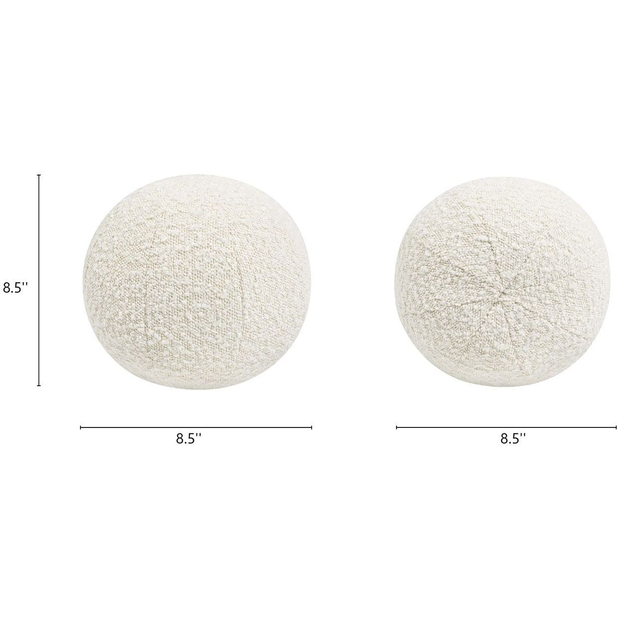 Luna 12" Round Sphere Accent Ball Throw Pillow, Ivory White Boucle