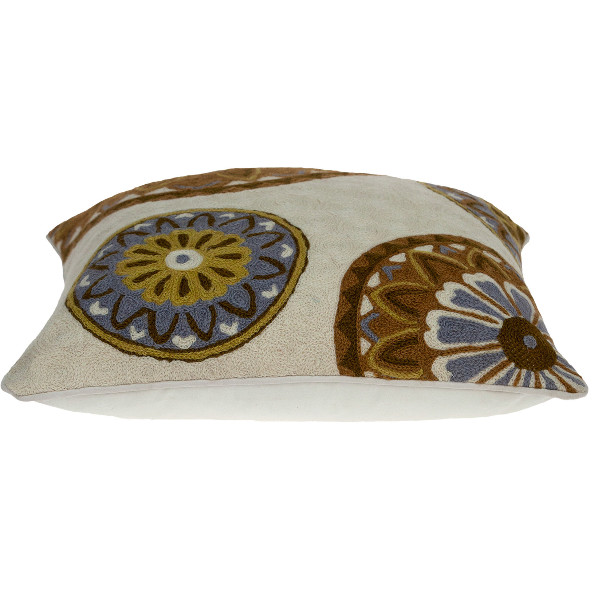 20 X 20 Beige And And Brown Floral Zippered 100% cotton Throw Pillow