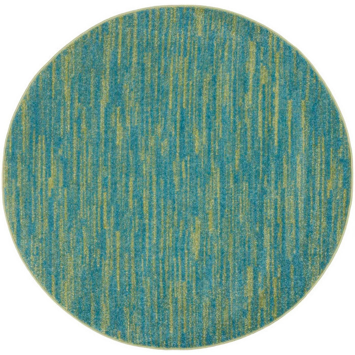 4 Blue And green Round Striped Non Skid Indoor Outdoor Area Rug