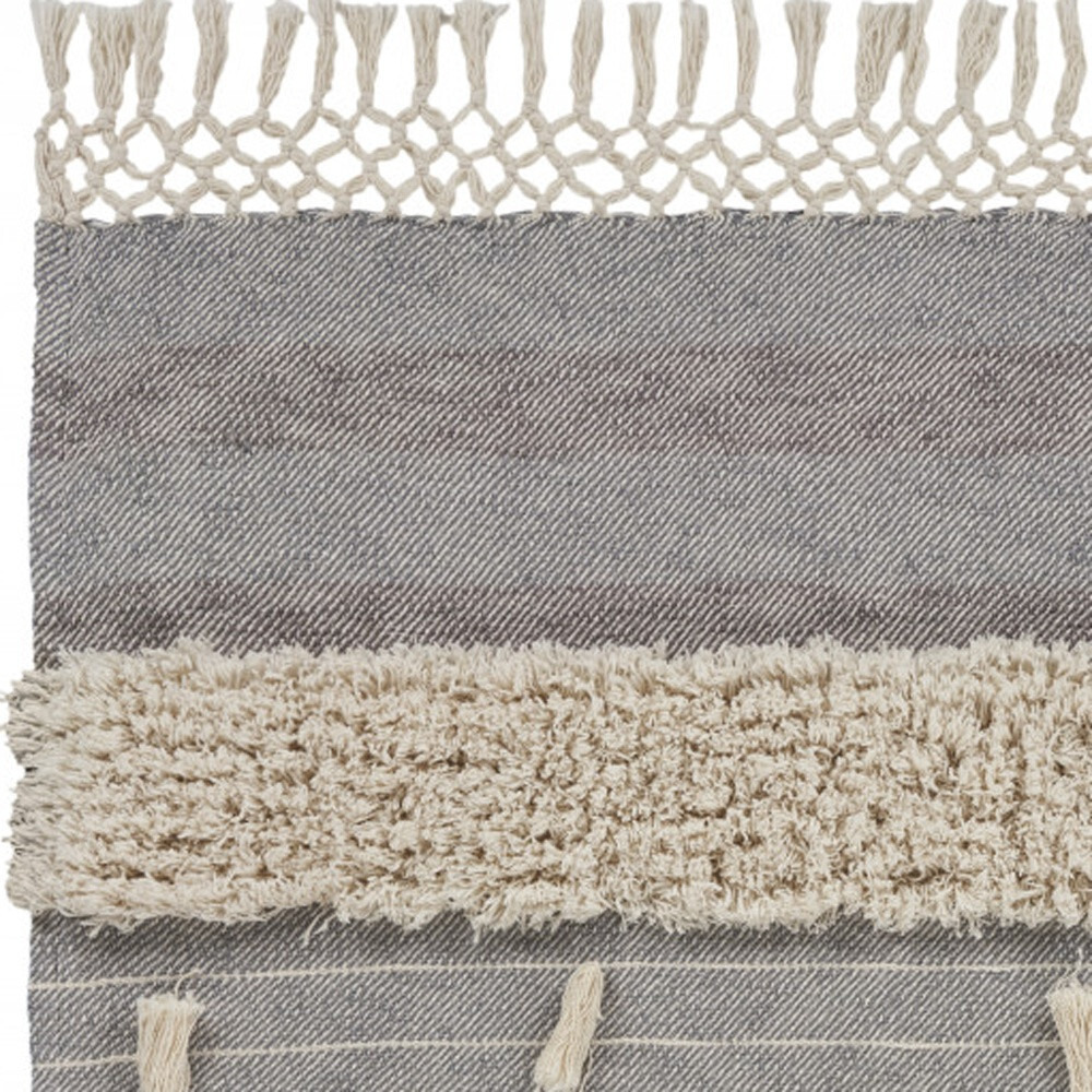 gray Woven cotton Striped Throw Blanket