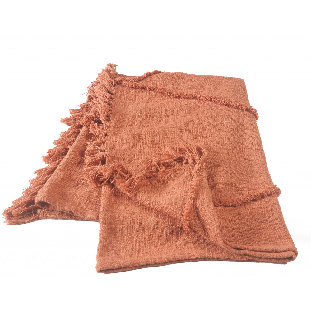 Orange Woven cotton Solid color Throw Blanket