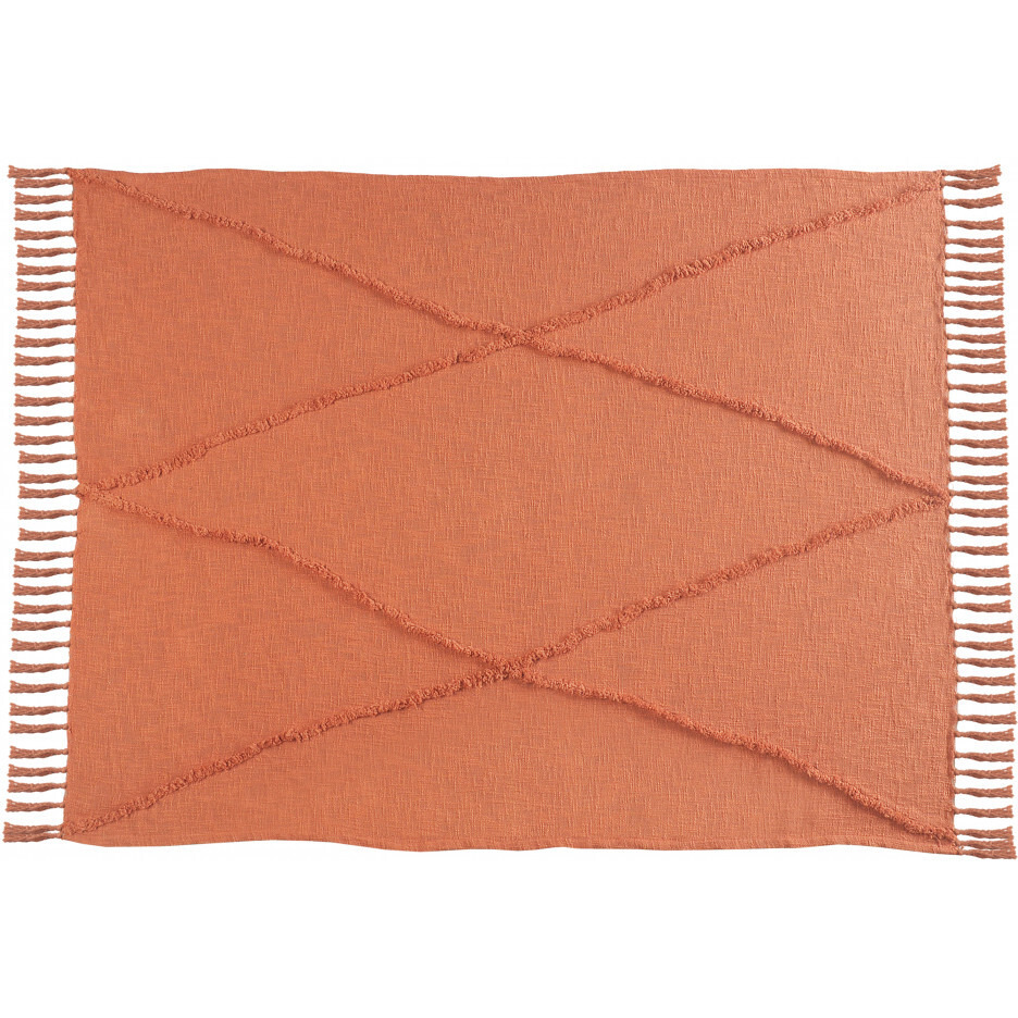 Orange Woven cotton Solid color Throw Blanket