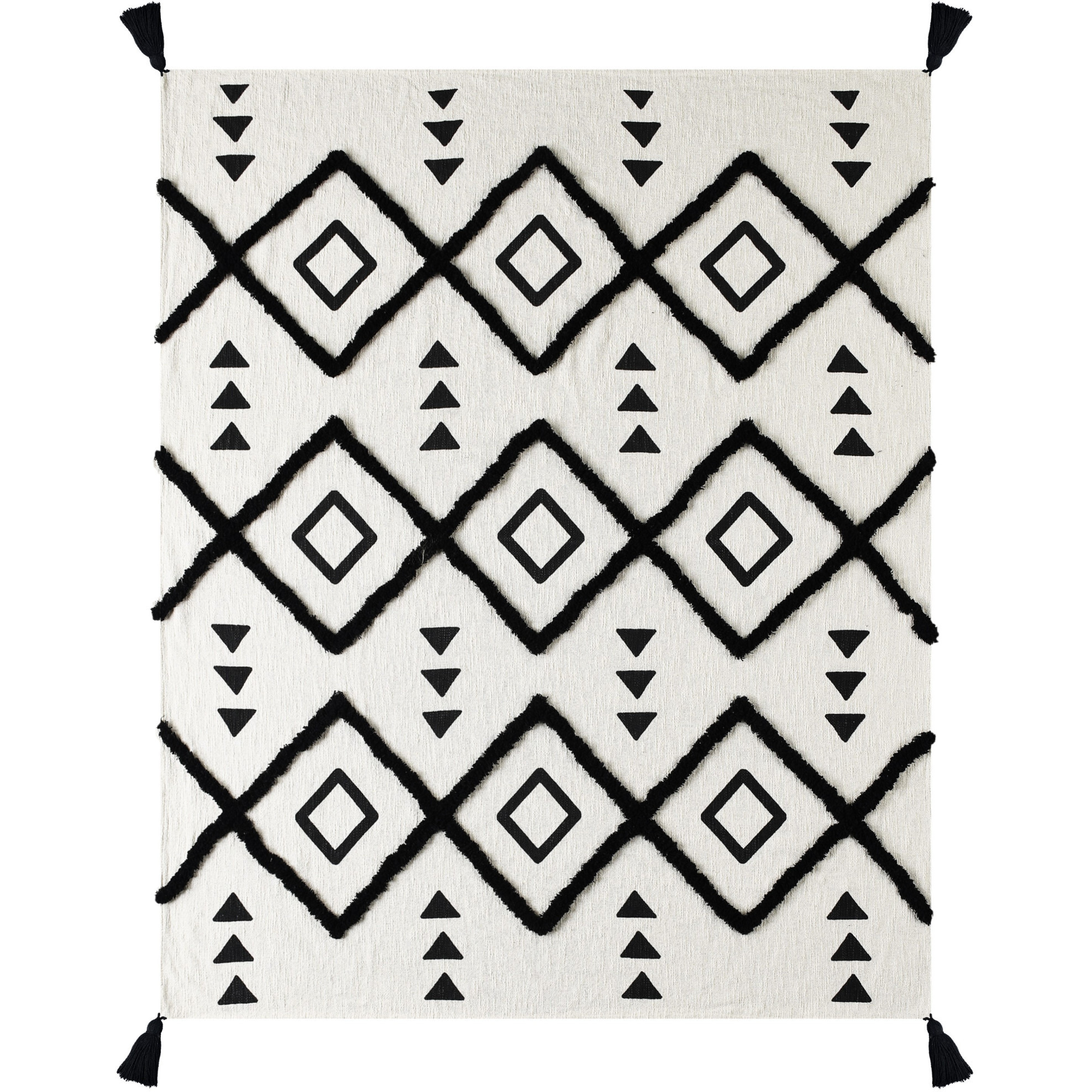 Black and White Woven cotton geometric Throw Blanket