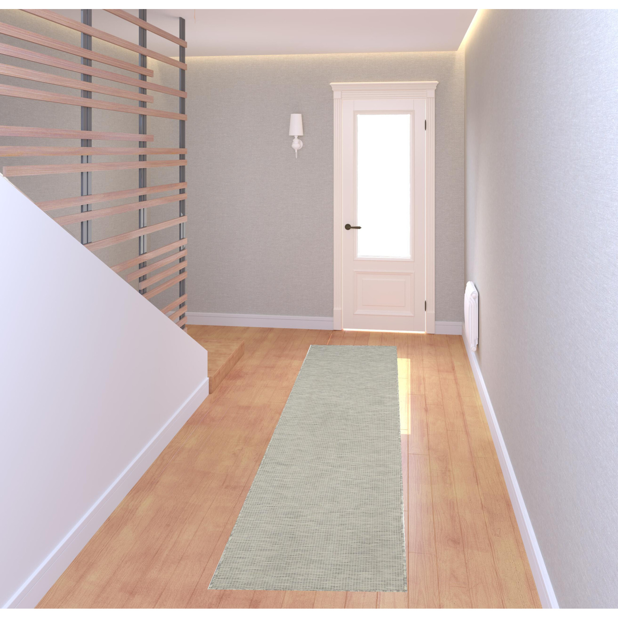 8 gray Power Loom Runner Rug