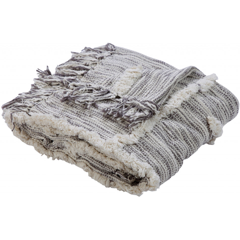 gray Woven cotton Striped Throw Blanket