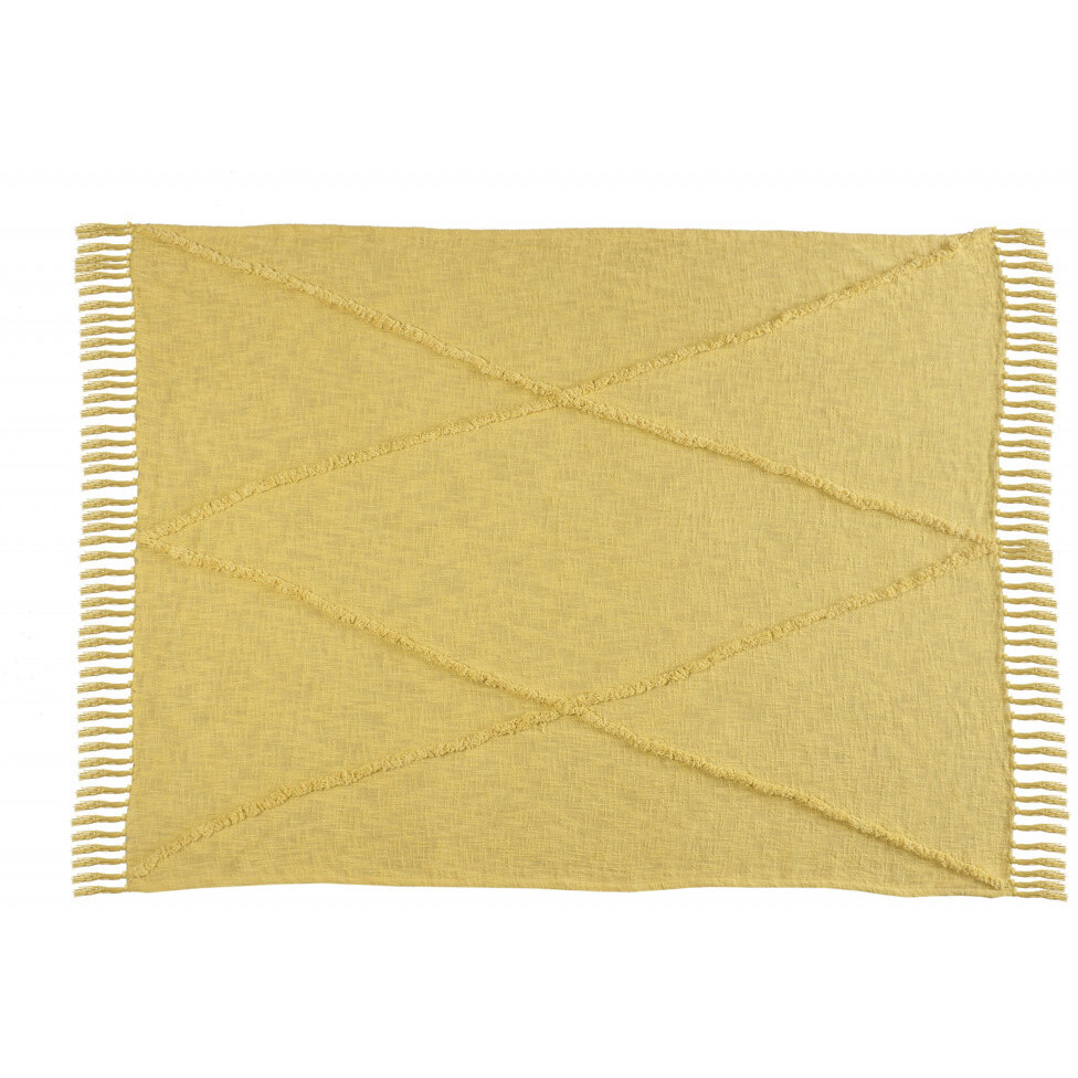 Yellow Woven cotton Solid color Throw Blanket