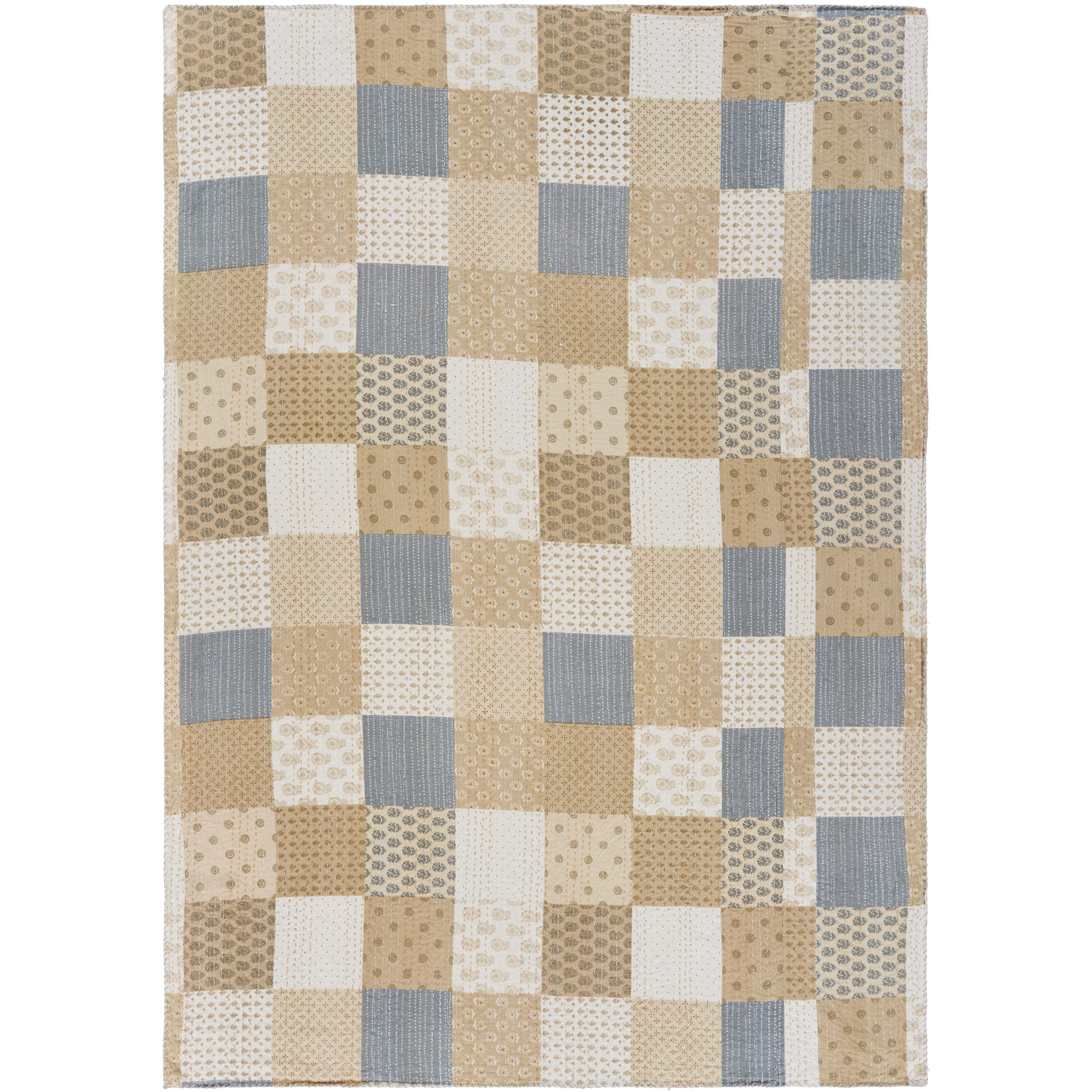 Beige Knitted cotton Patchwork Throw Blanket