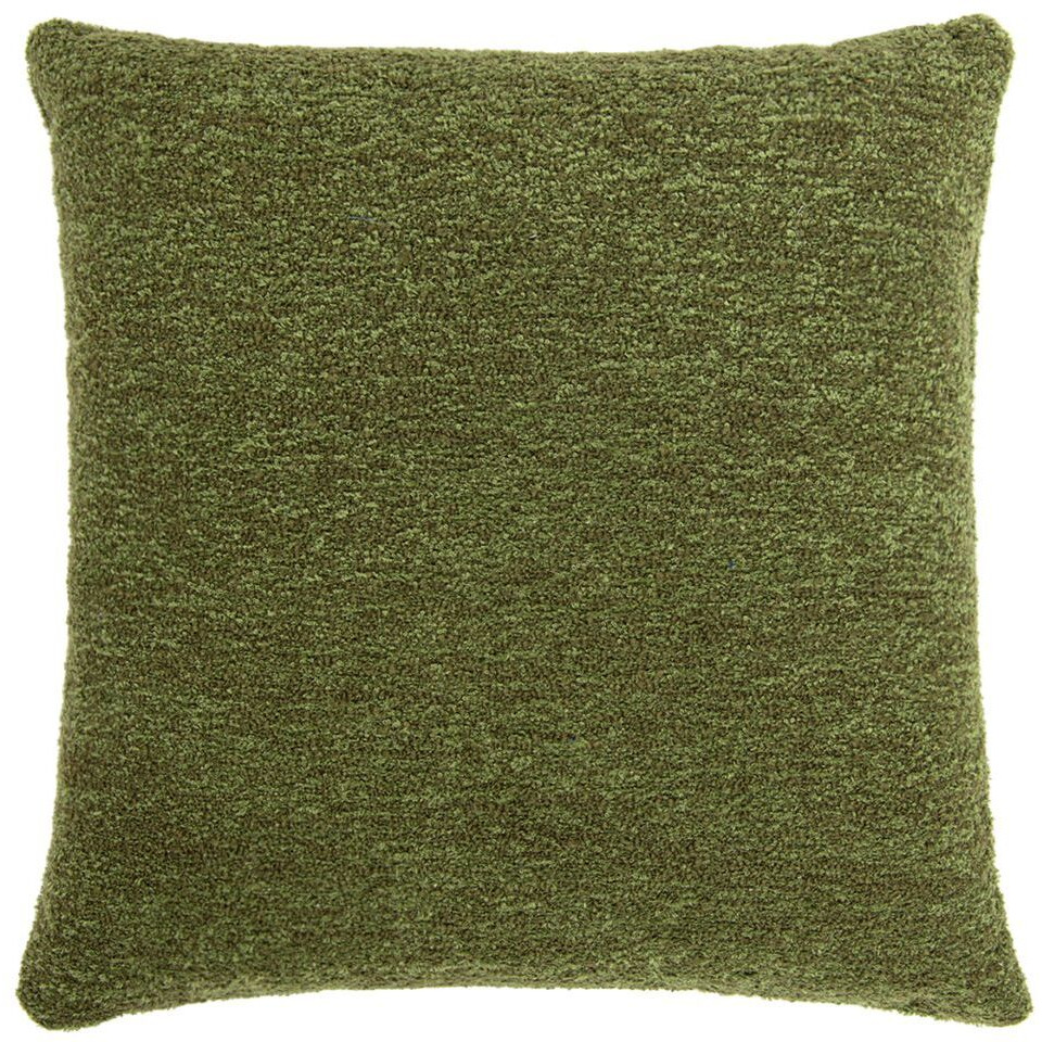 Astrid 20" Square Accent Throw Pillow Cover with Feather Insert, Moss Green Boucle
