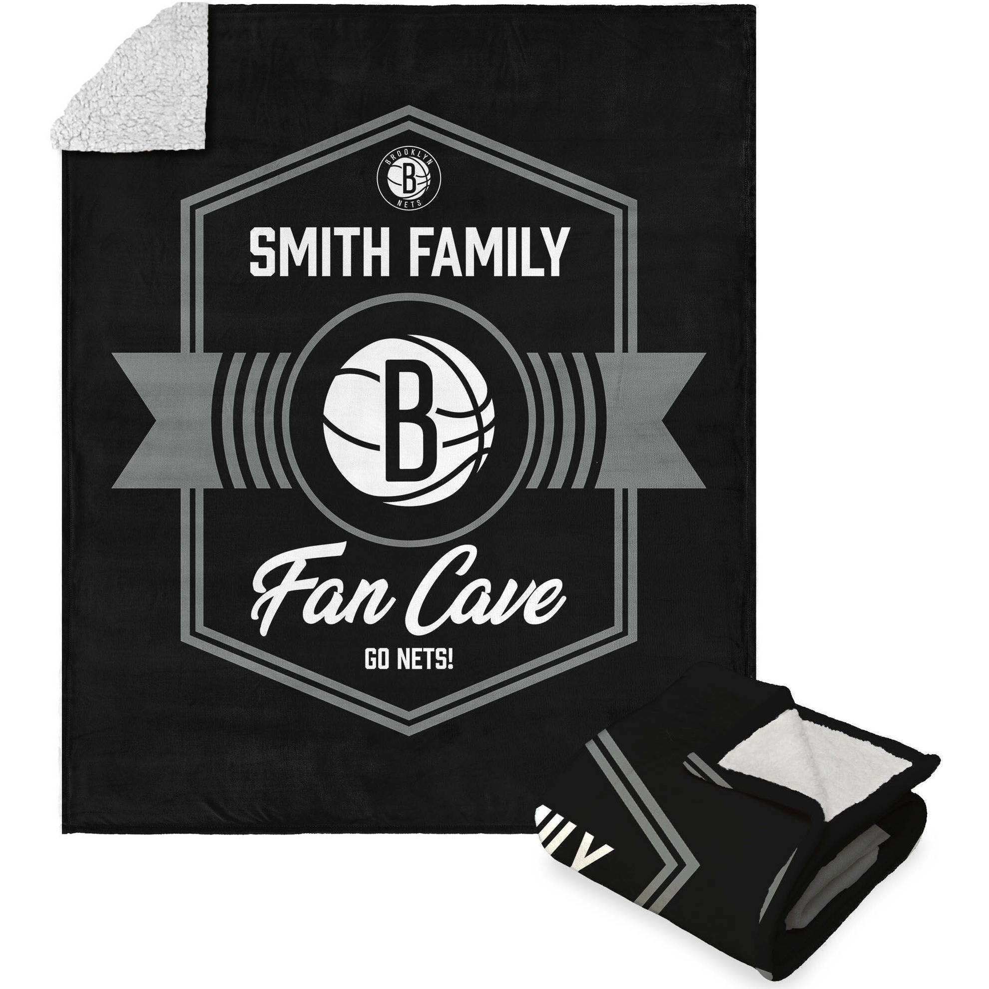 NBA Brooklyn Nets Dominion Personalized Silk Touch Sherpa Throw Blanket 50X60 Inches