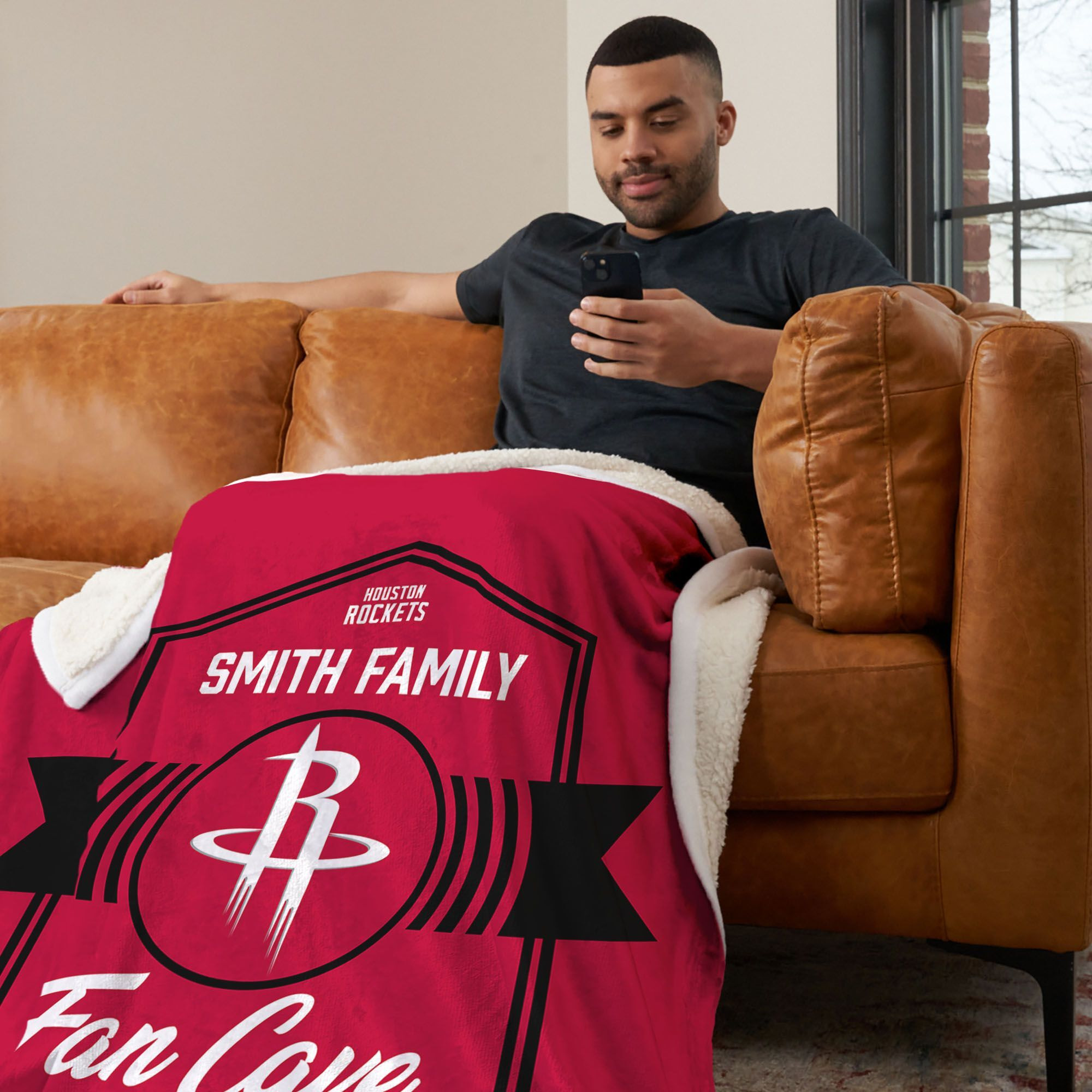 NBA Houston Rockets Dominion Personalized Silk Touch Sherpa Throw Blanket 50X60 Inches