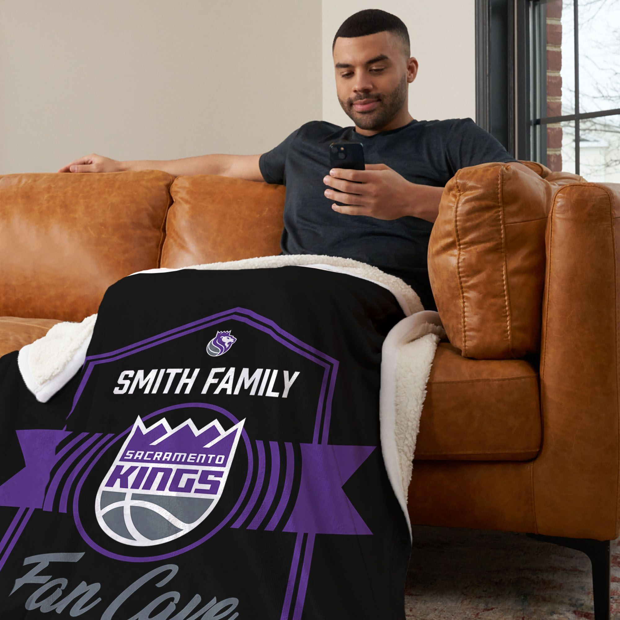 NBA Sacramento Kings Dominion Personalized Silk Touch Sherpa Throw Blanket 50X60 Inches