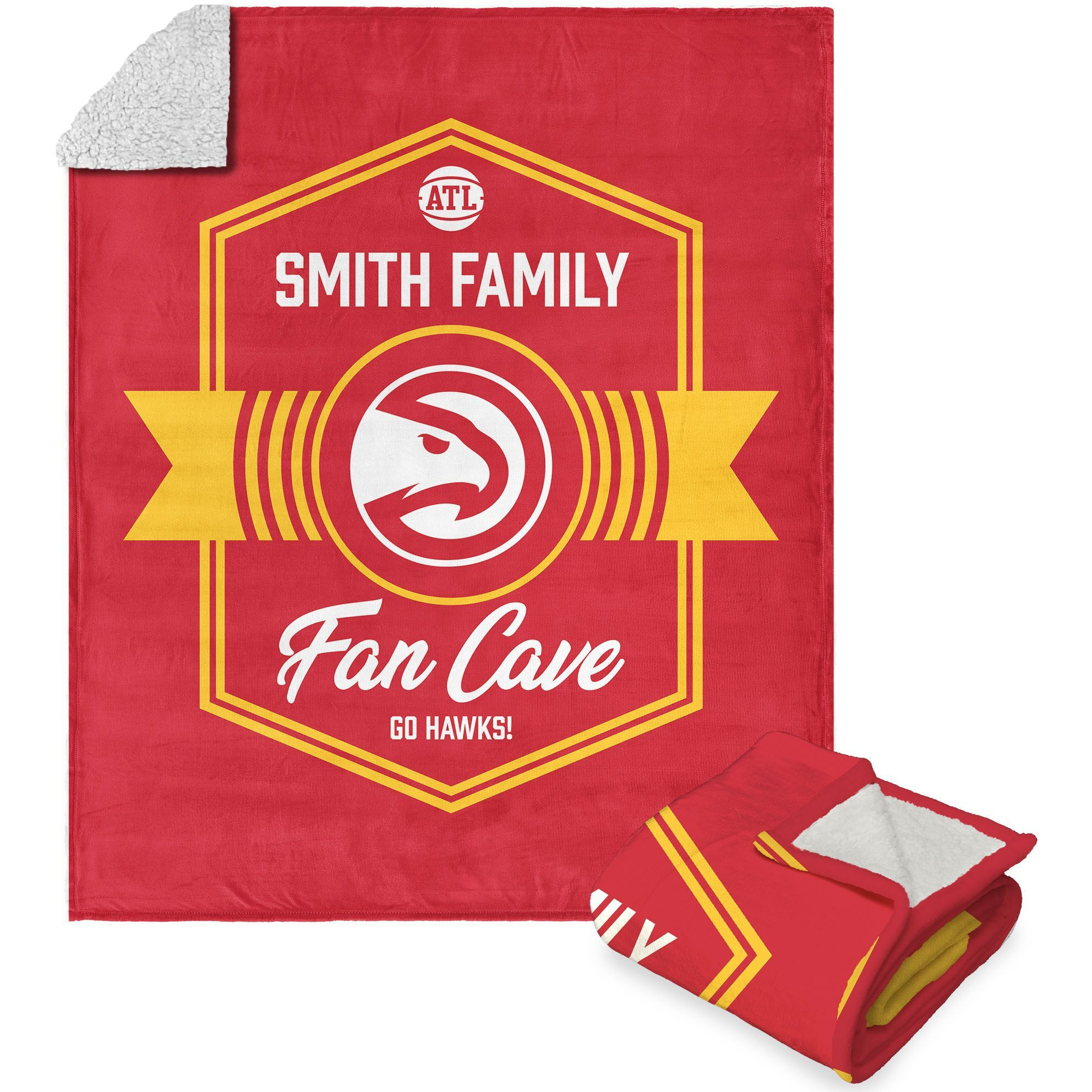 NBA Atlanta Hawks Dominion Personalized Silk Touch Sherpa Throw Blanket 50X60 Inches