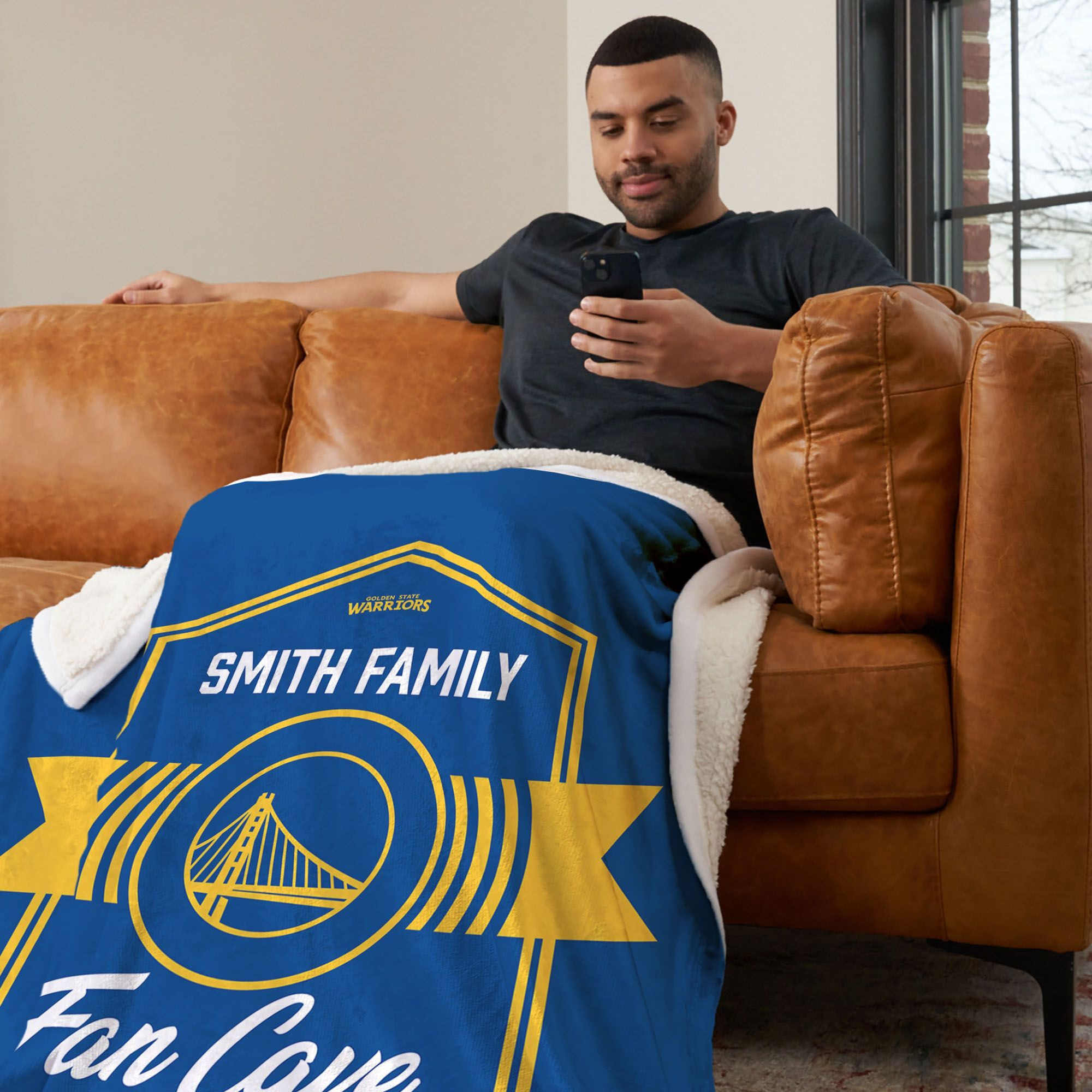 NBA Golden State Warriors Dominion Personalized Silk Touch Sherpa Throw Blanket 50X60 Inches