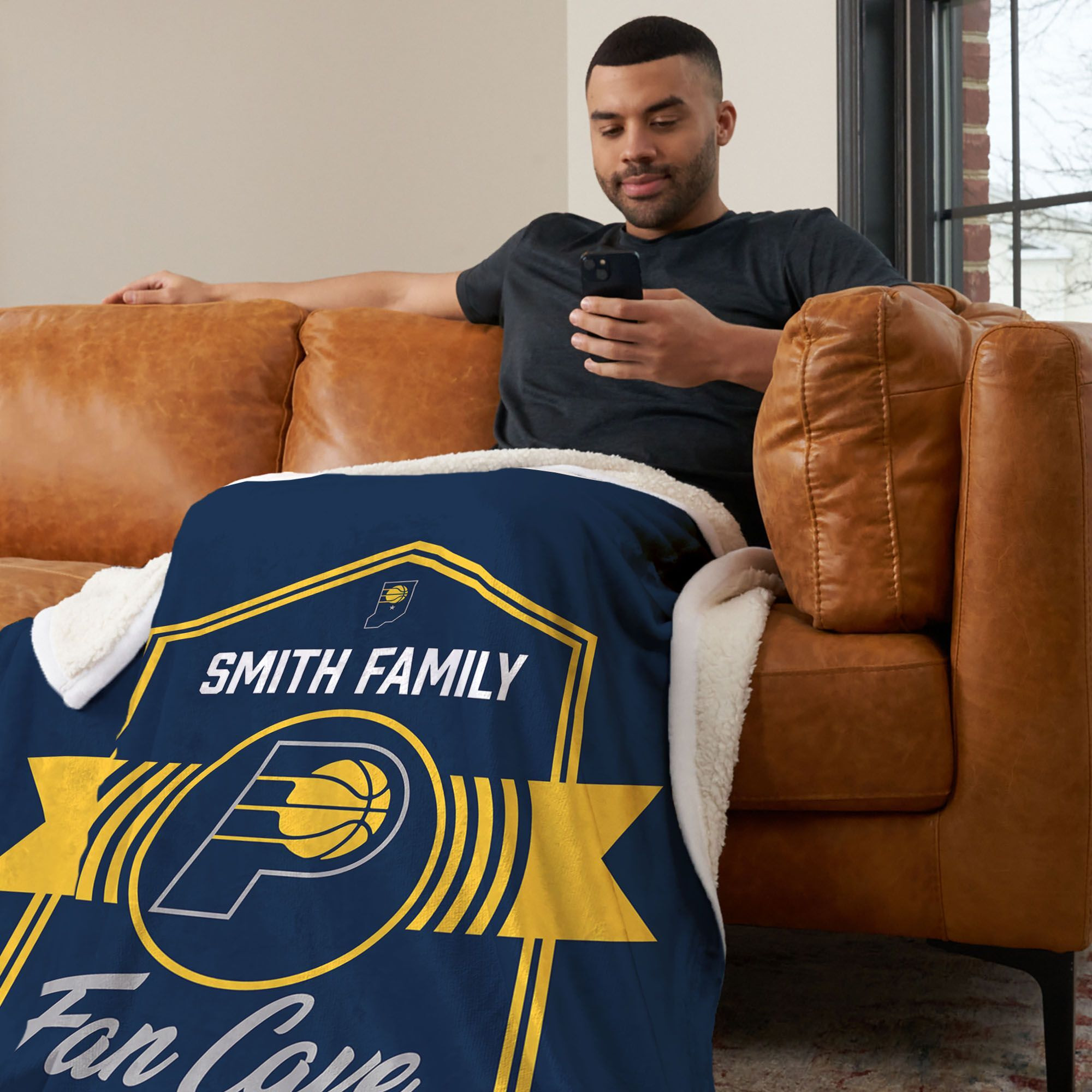 NBA Indiana Pacers Dominion Personalized Silk Touch Sherpa Throw Blanket 50X60 Inches