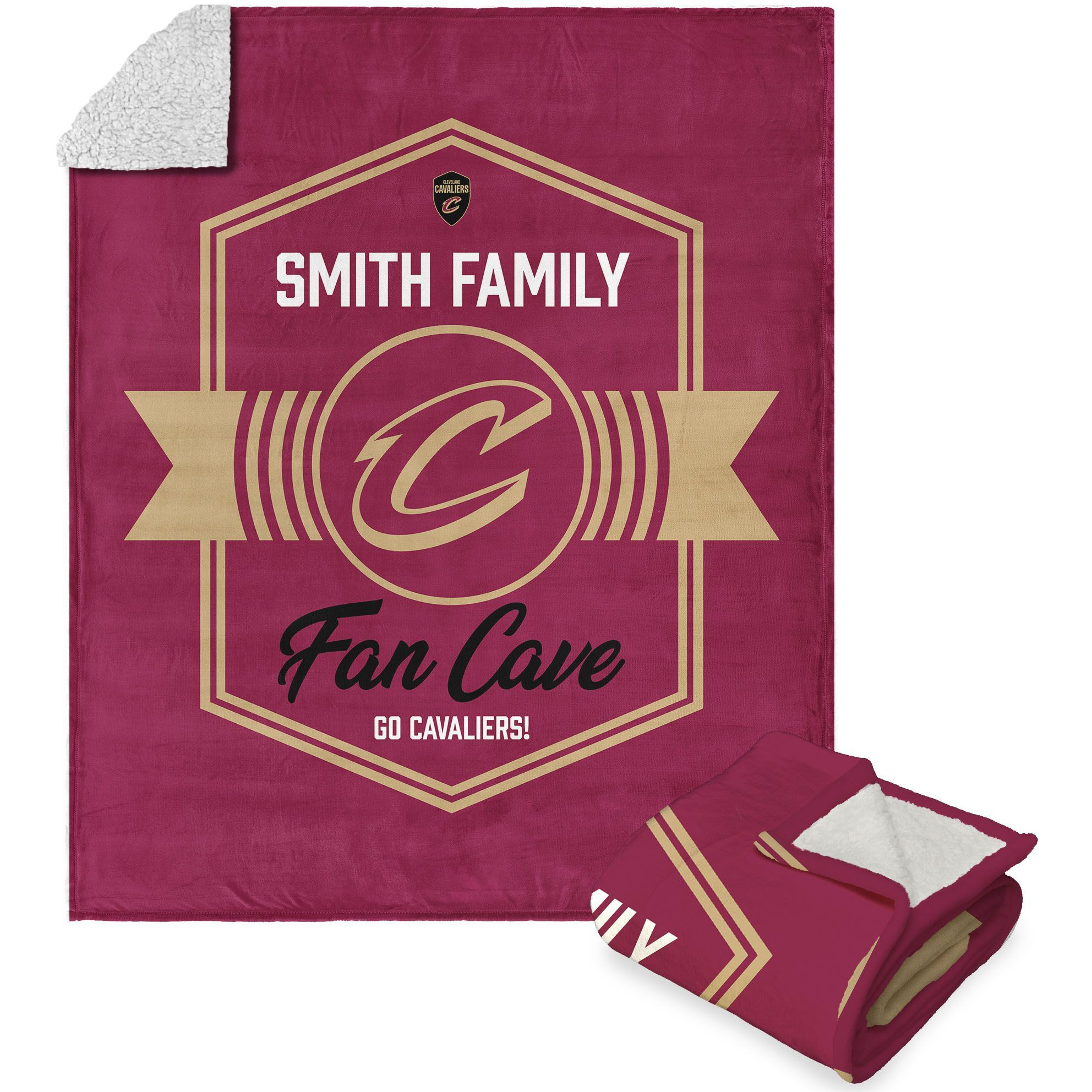 NBA Cleveland Cavaliers Dominion Personalized Silk Touch Sherpa Throw Blanket 50X60 Inches