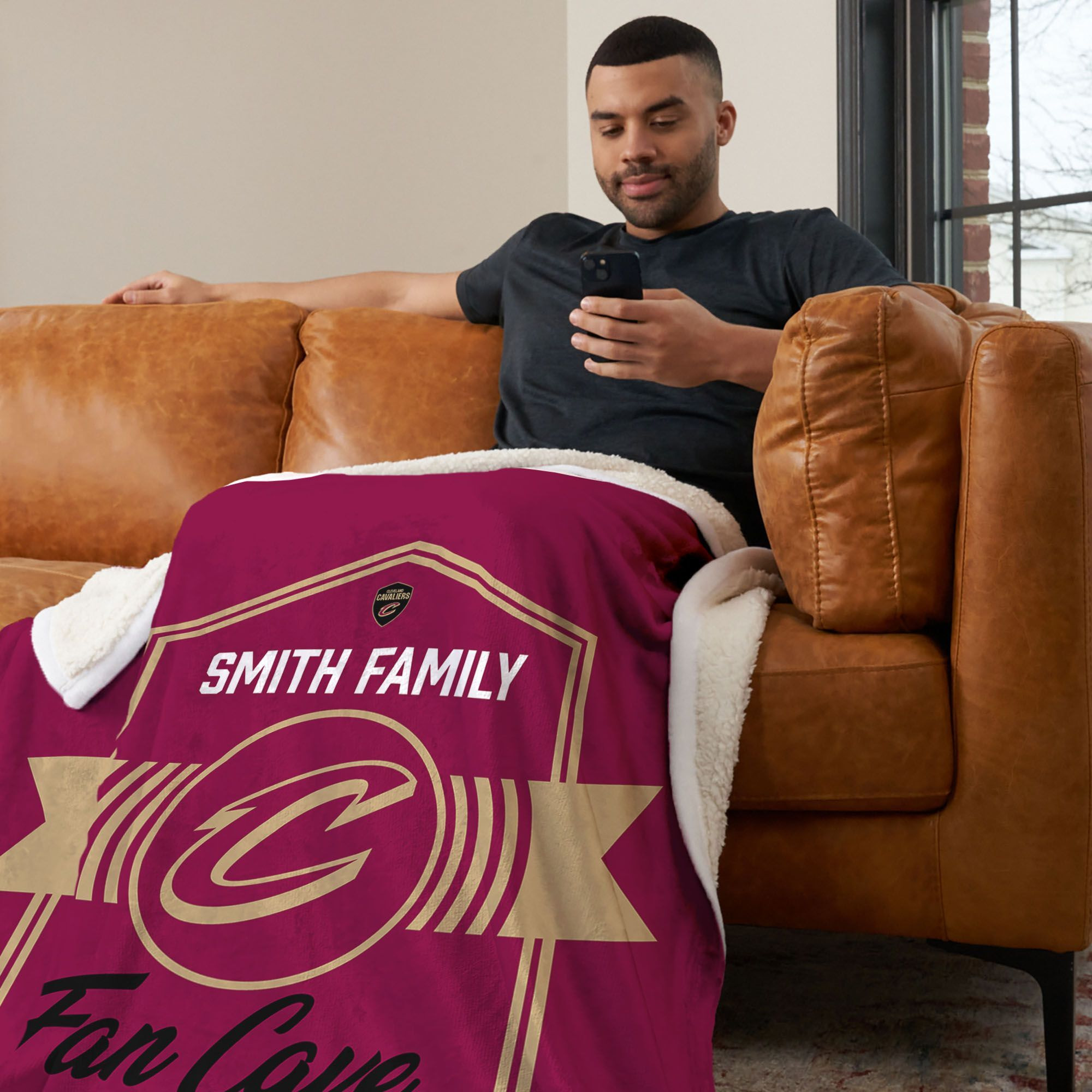 NBA Cleveland Cavaliers Dominion Personalized Silk Touch Sherpa Throw Blanket 50X60 Inches