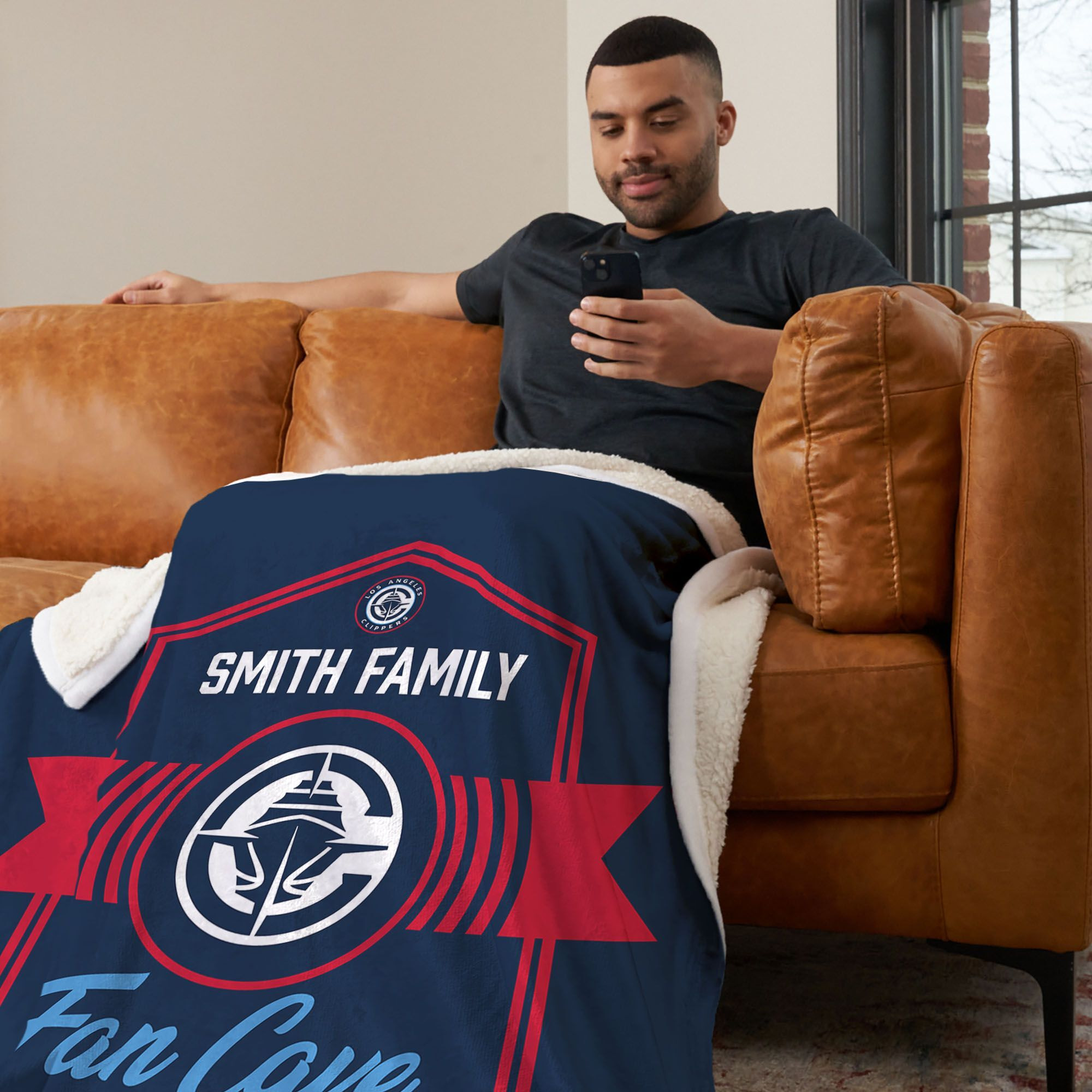 NBA Los Angeles Clippers Dominion Personalized Silk Touch Sherpa Throw Blanket 50X60 Inches