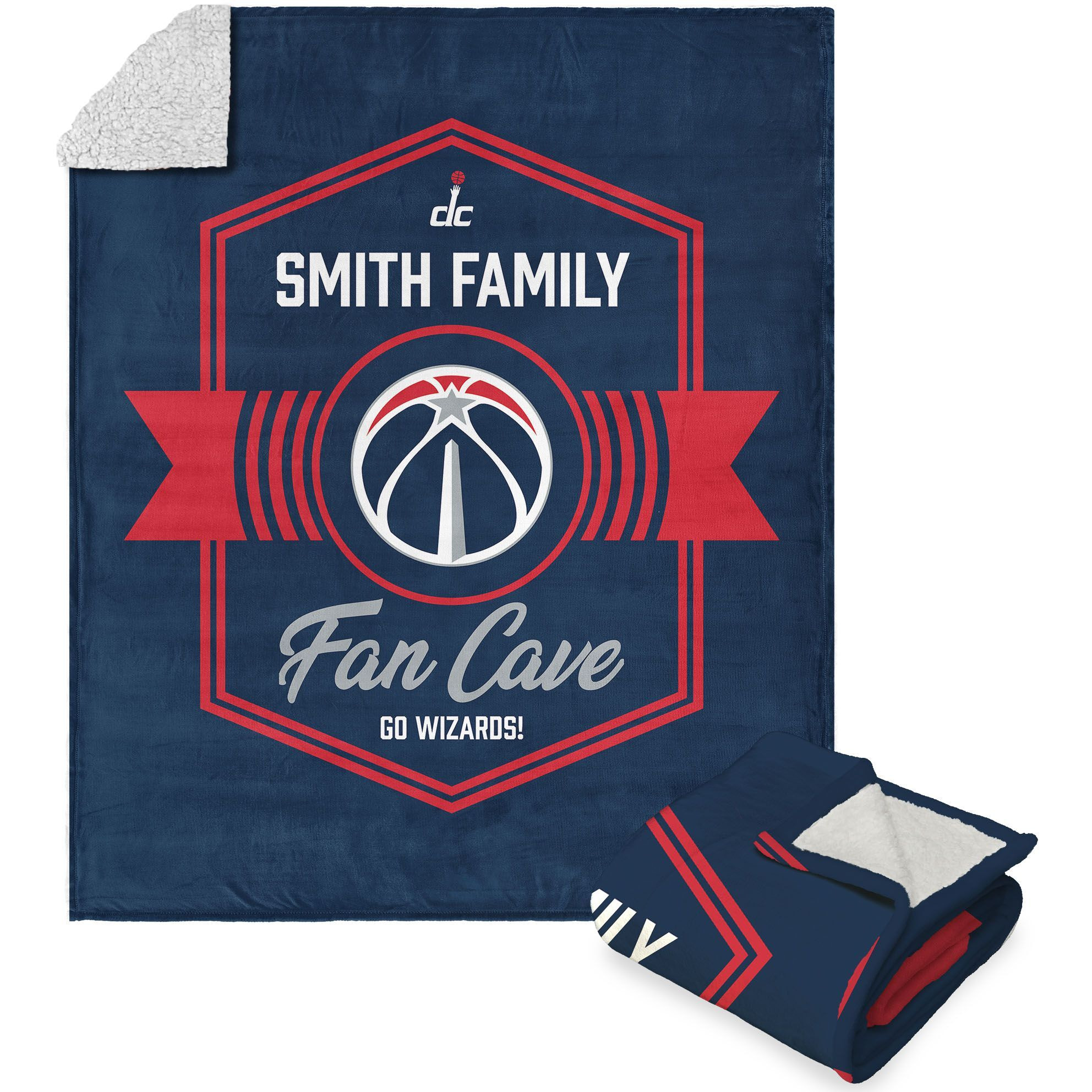 NBA Washington Wizards Dominion Personalized Silk Touch Sherpa Throw Blanket 50X60 Inches