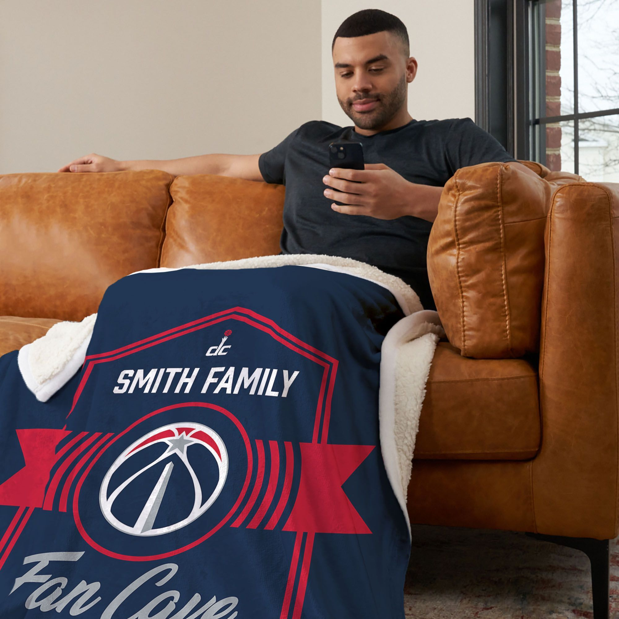 NBA Washington Wizards Dominion Personalized Silk Touch Sherpa Throw Blanket 50X60 Inches
