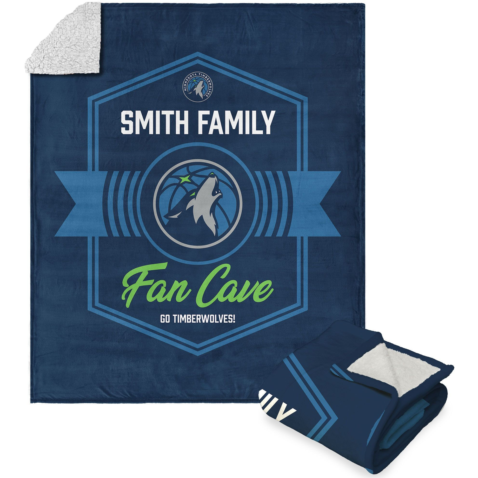 NBA Minnesota Timberwolves Dominion Personalized Silk Touch Sherpa Throw Blanket 50X60 Inches