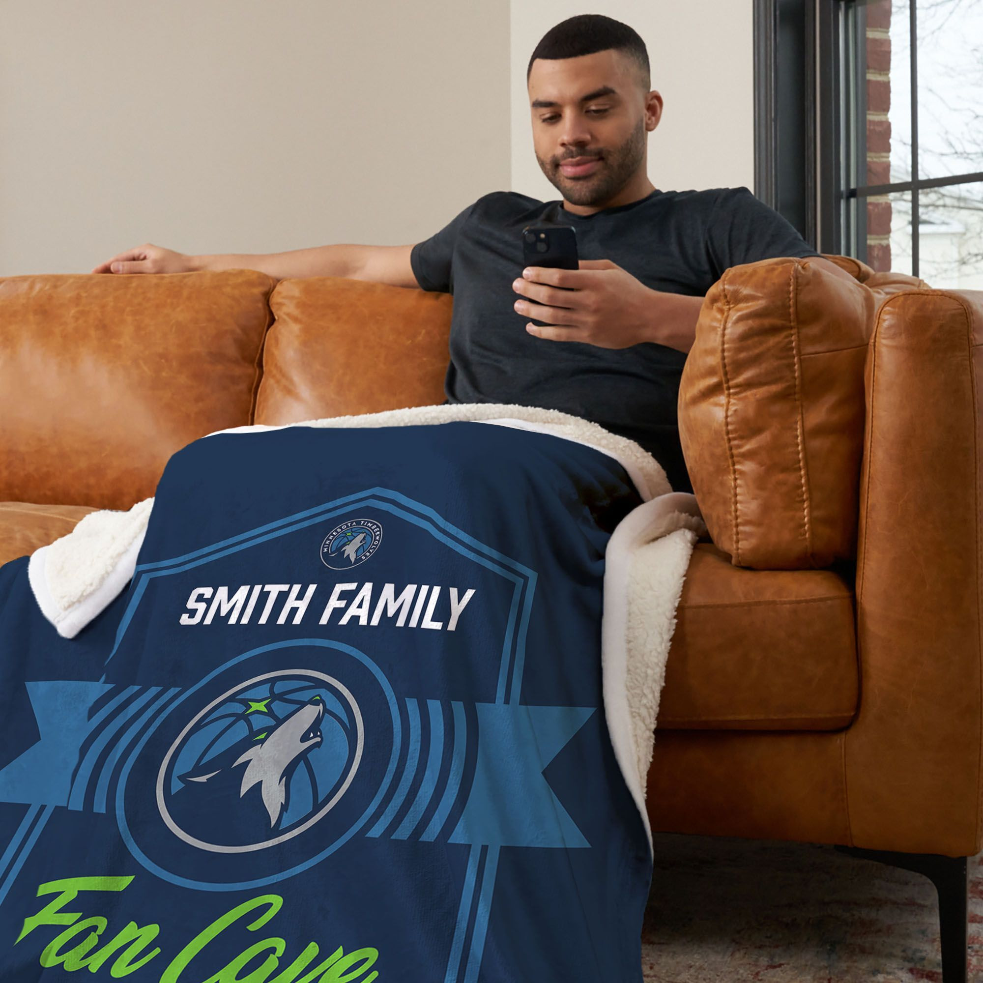 NBA Minnesota Timberwolves Dominion Personalized Silk Touch Sherpa Throw Blanket 50X60 Inches