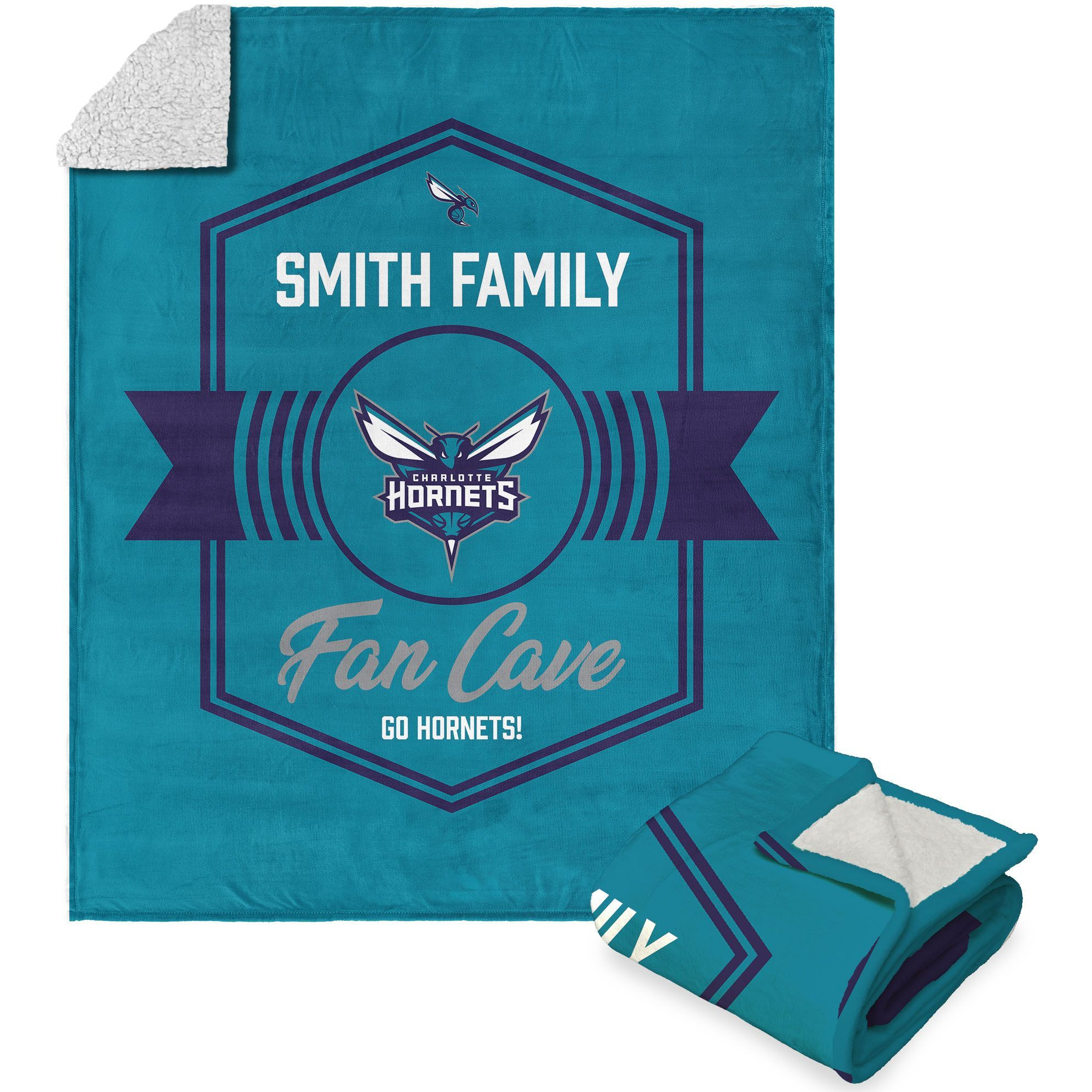 NBA Charlotte Hornets Dominion Personalized Silk Touch Sherpa Throw Blanket 50X60 Inches