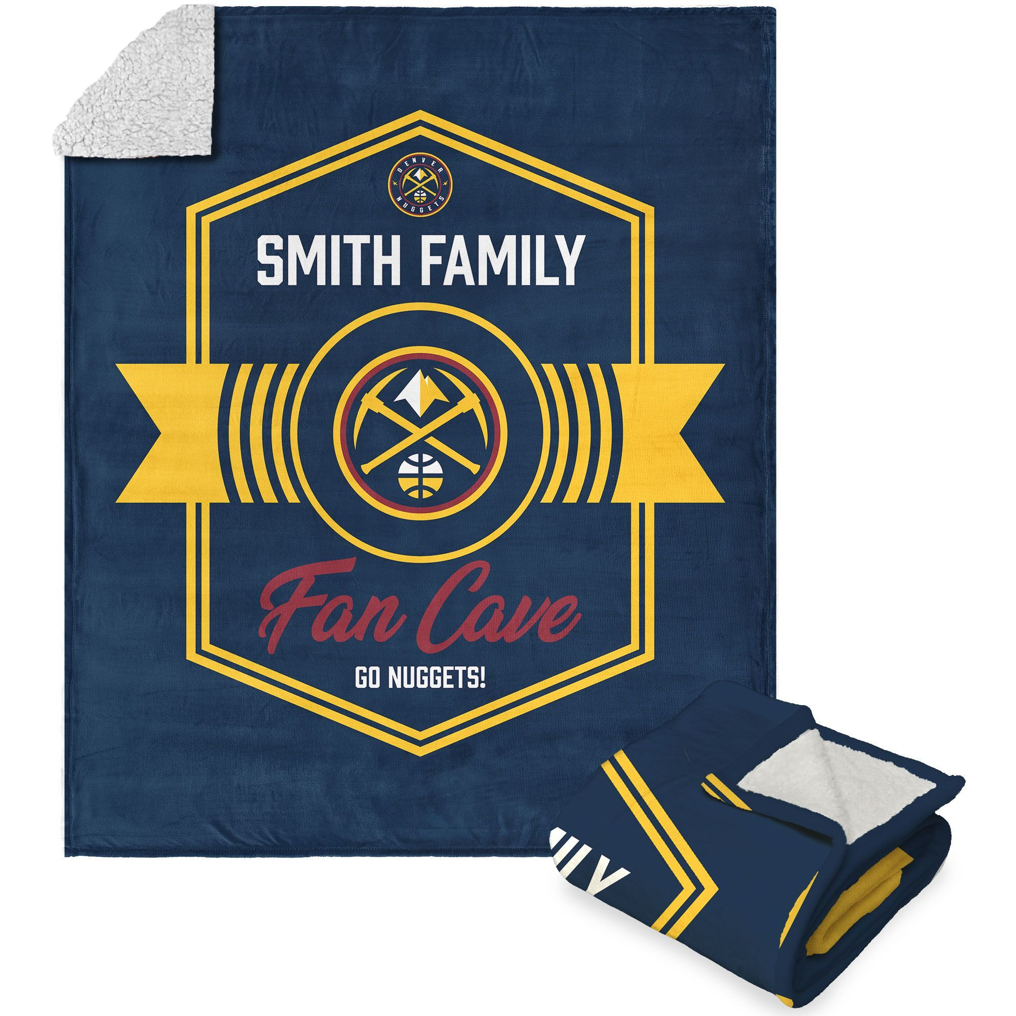 NBA Denver Nuggets Dominion Personalized Silk Touch Sherpa Throw Blanket 50X60 Inches