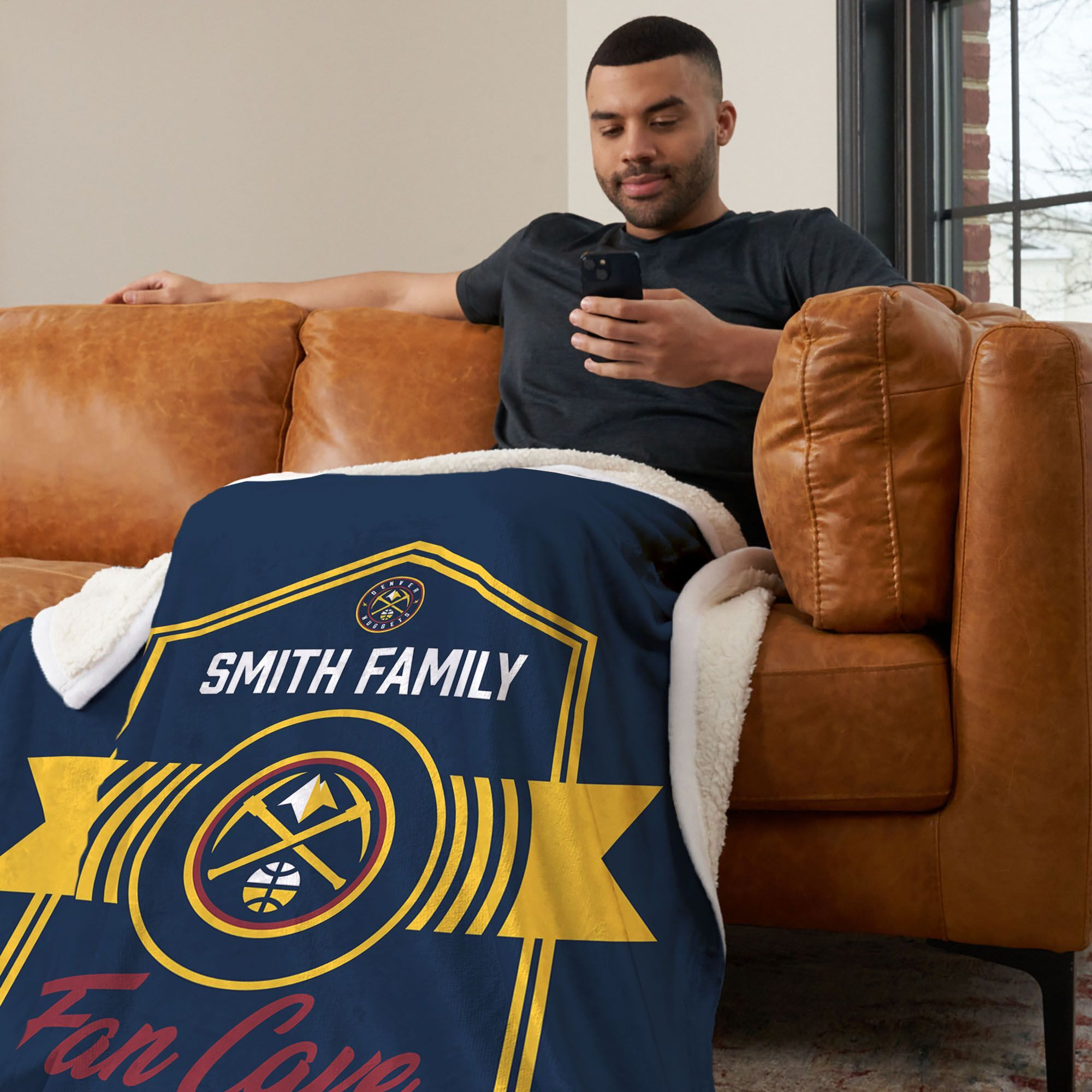 NBA Denver Nuggets Dominion Personalized Silk Touch Sherpa Throw Blanket 50X60 Inches