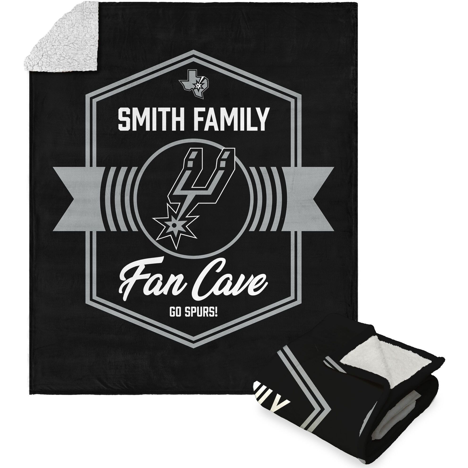 NBA San Antonio Spurs Dominion Personalized Silk Touch Sherpa Throw Blanket 50X60 Inches
