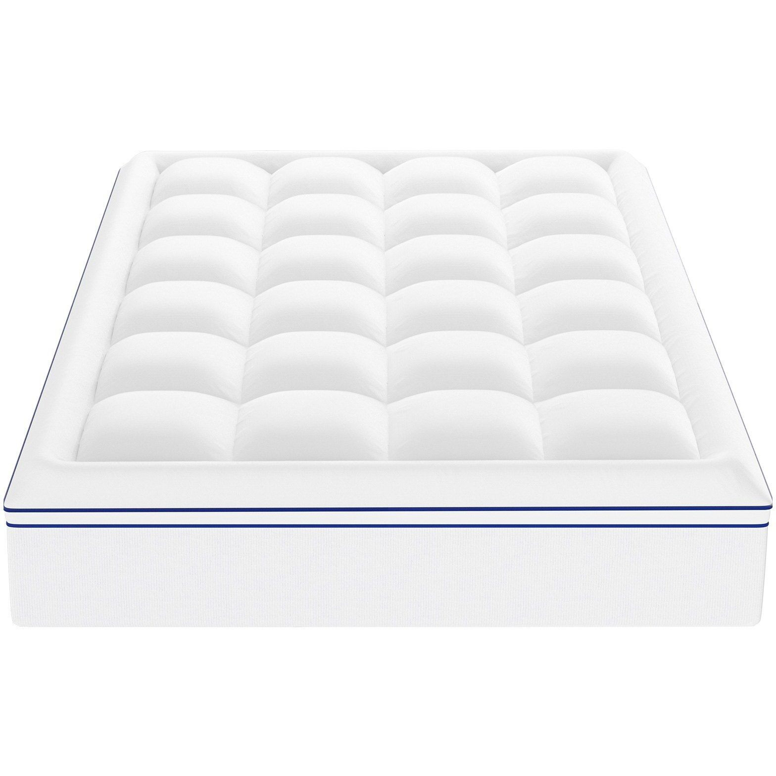VEVOR Mattress Topper Fiber Fill Detachable & Washable Queen Size 1 in Thickness