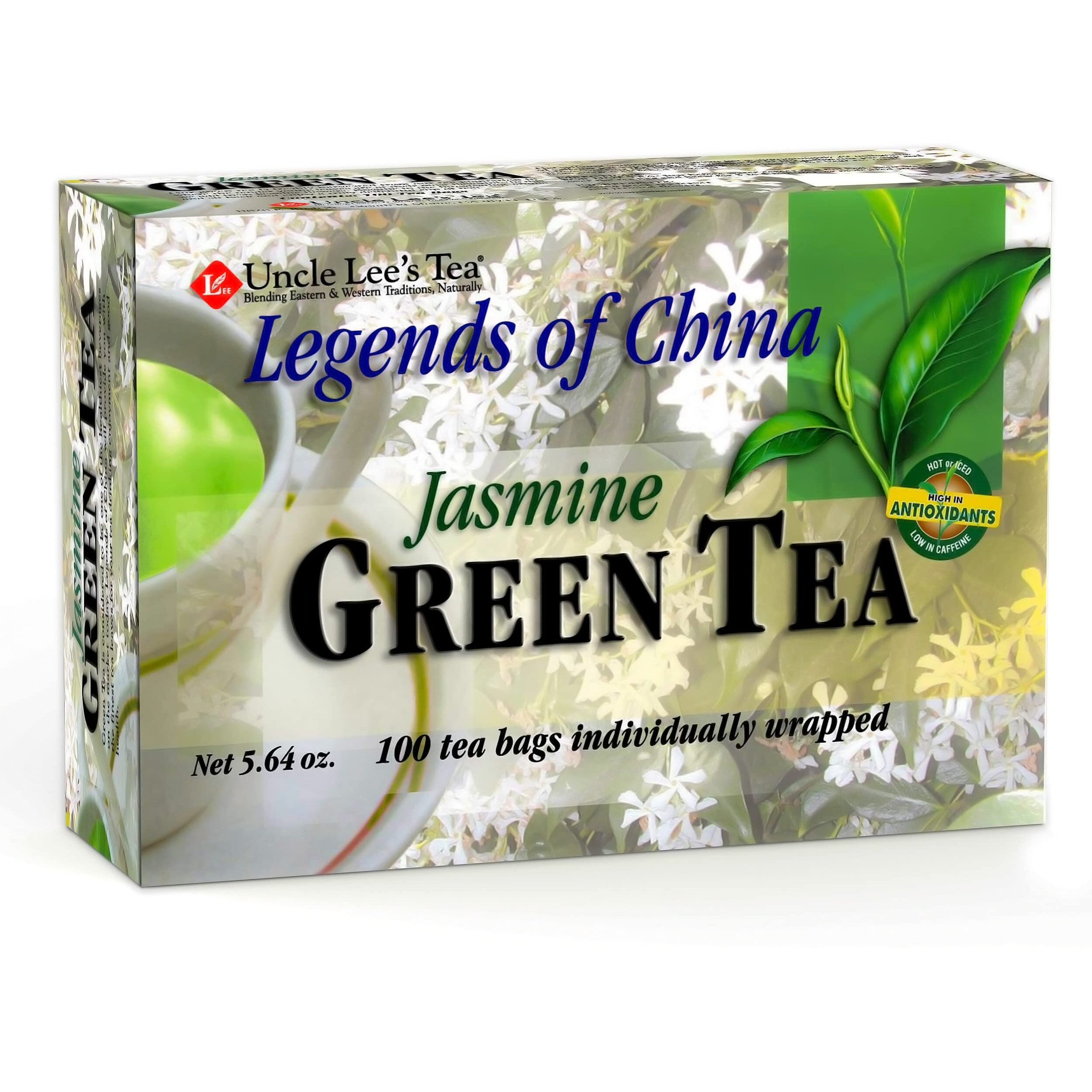 Uncle Lee's Tea Jasmine Green Tea - Authentic Green Tea, Wellness Tea Rich in Polyphenols and Antioxidants for Immunity & Vitality, 100 Count
