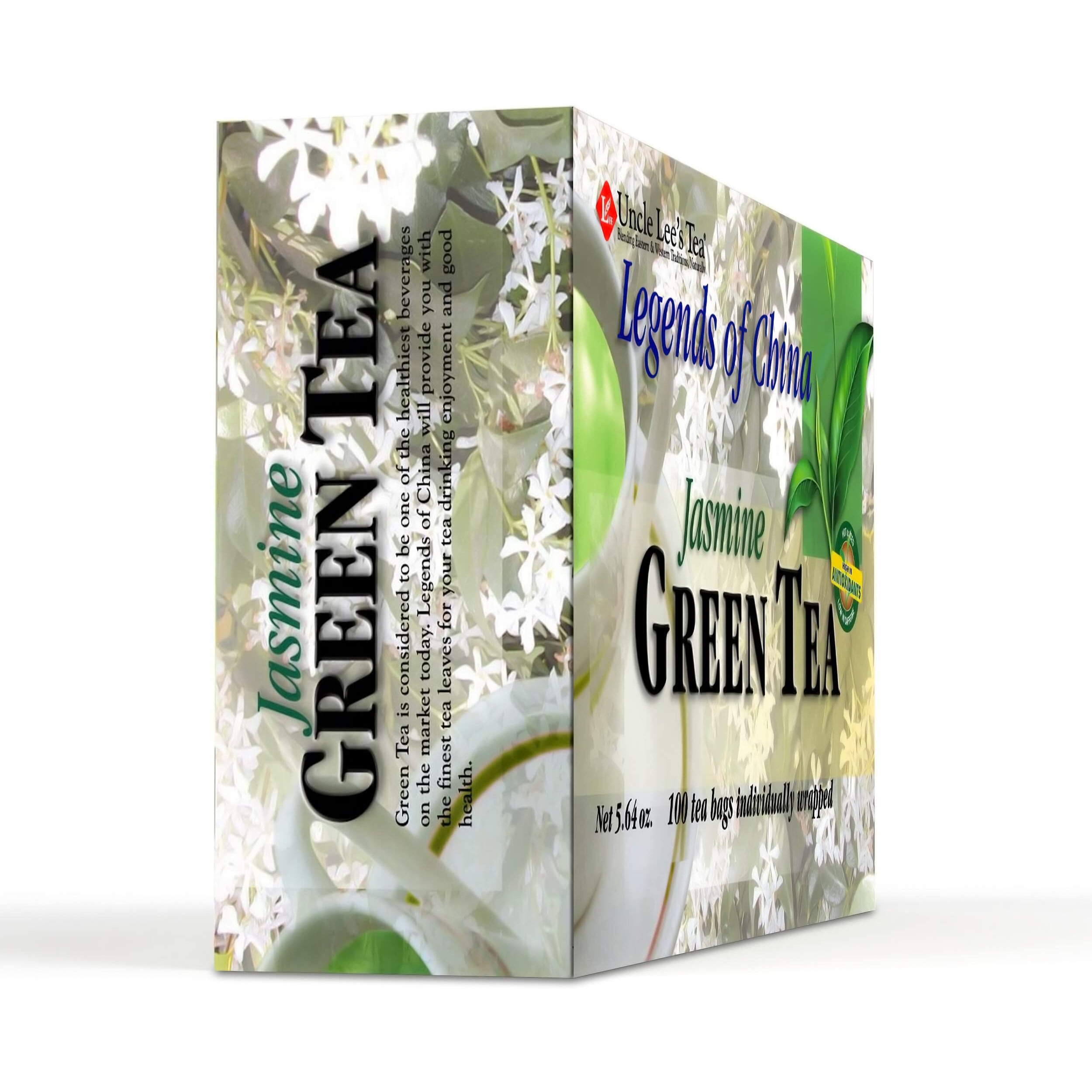 Uncle Lee's Tea Jasmine Green Tea - Authentic Green Tea, Wellness Tea Rich in Polyphenols and Antioxidants for Immunity & Vitality, 100 Count