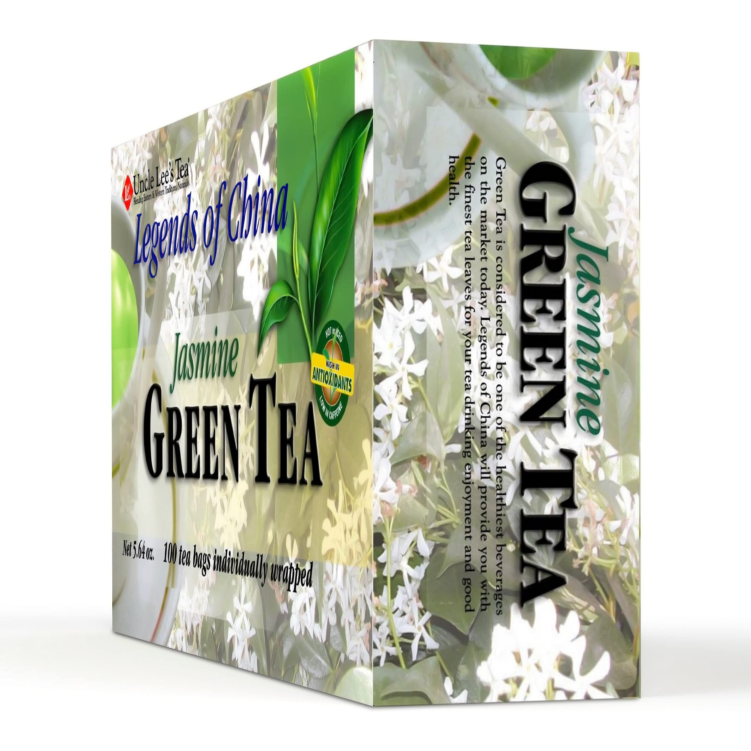 Uncle Lee's Tea Jasmine Green Tea - Authentic Green Tea, Wellness Tea Rich in Polyphenols and Antioxidants for Immunity & Vitality, 100 Count